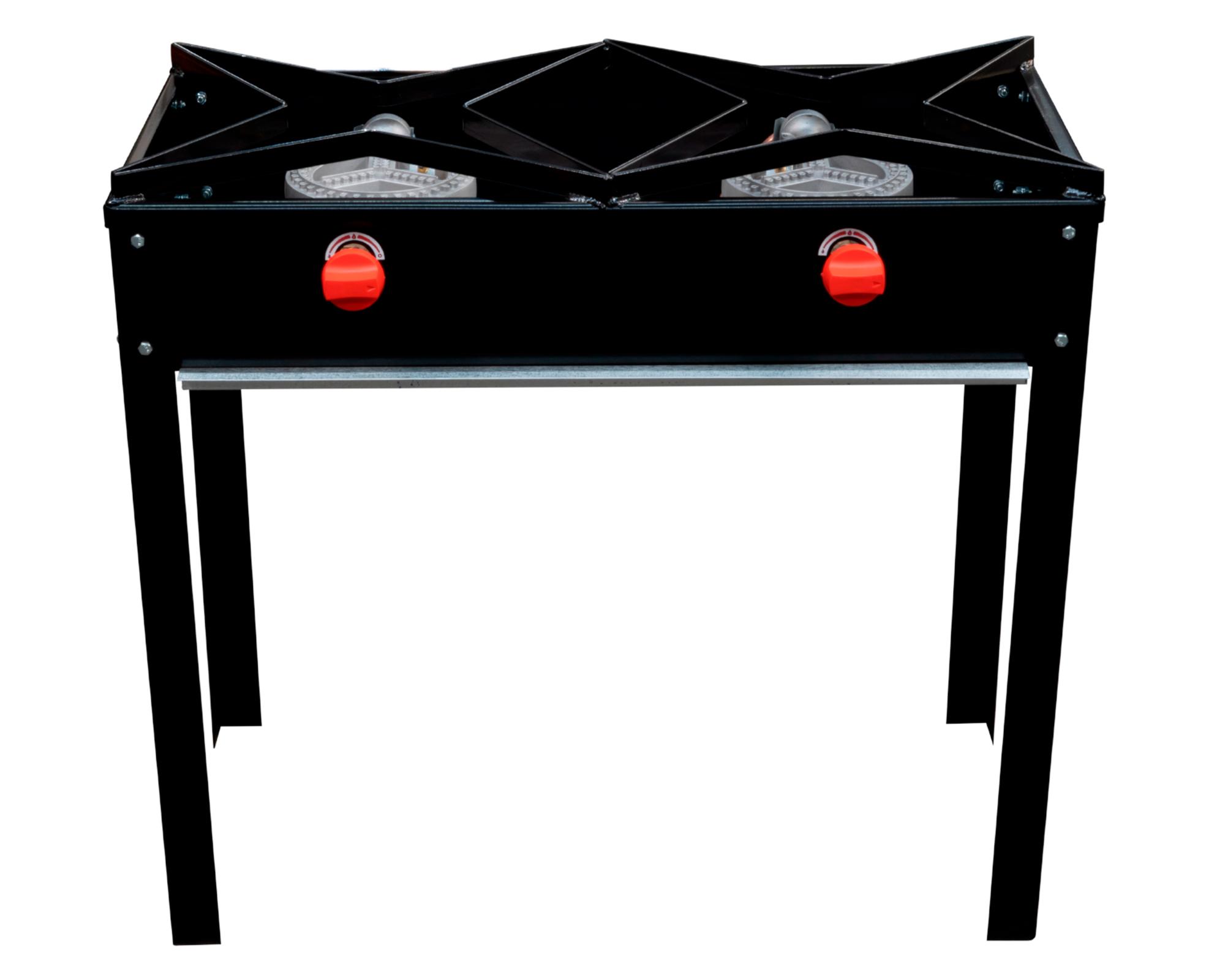 Anafe bajo 2 quemadores gas licuado negro acero-0