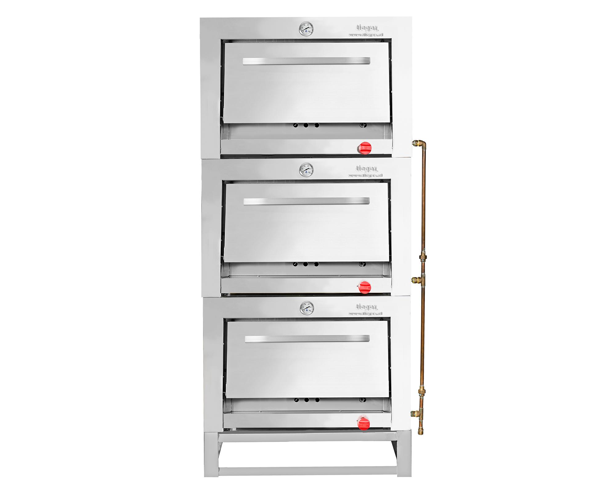 Horno 3 cámaras inox. 65x65 gas natural-0
