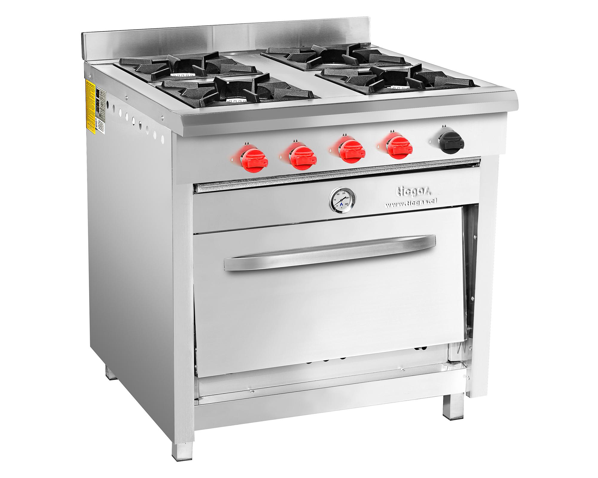 Cocina 4 platos acero inoxidable gas licuado-5