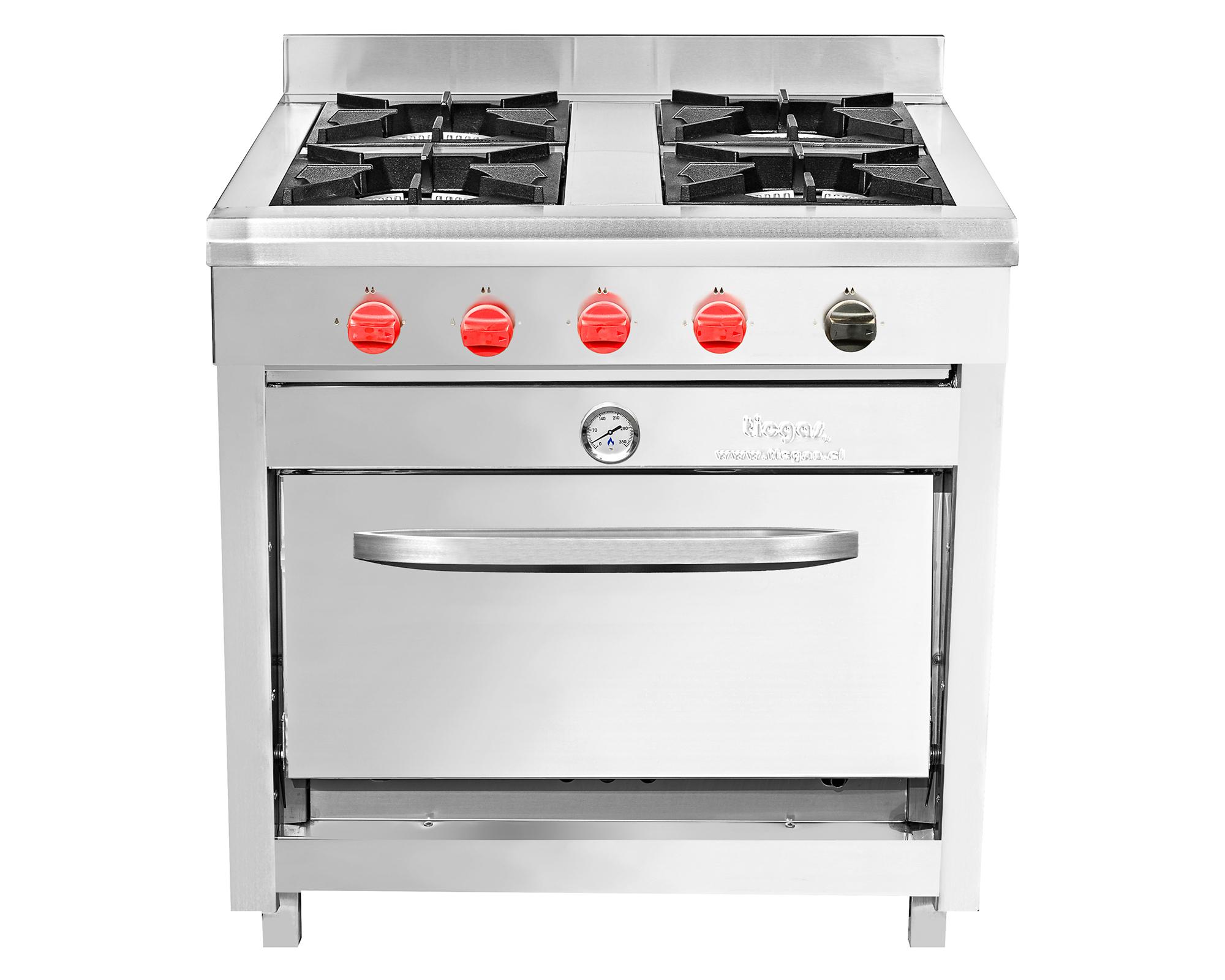 Cocina 4 platos acero inoxidable gas licuado-0