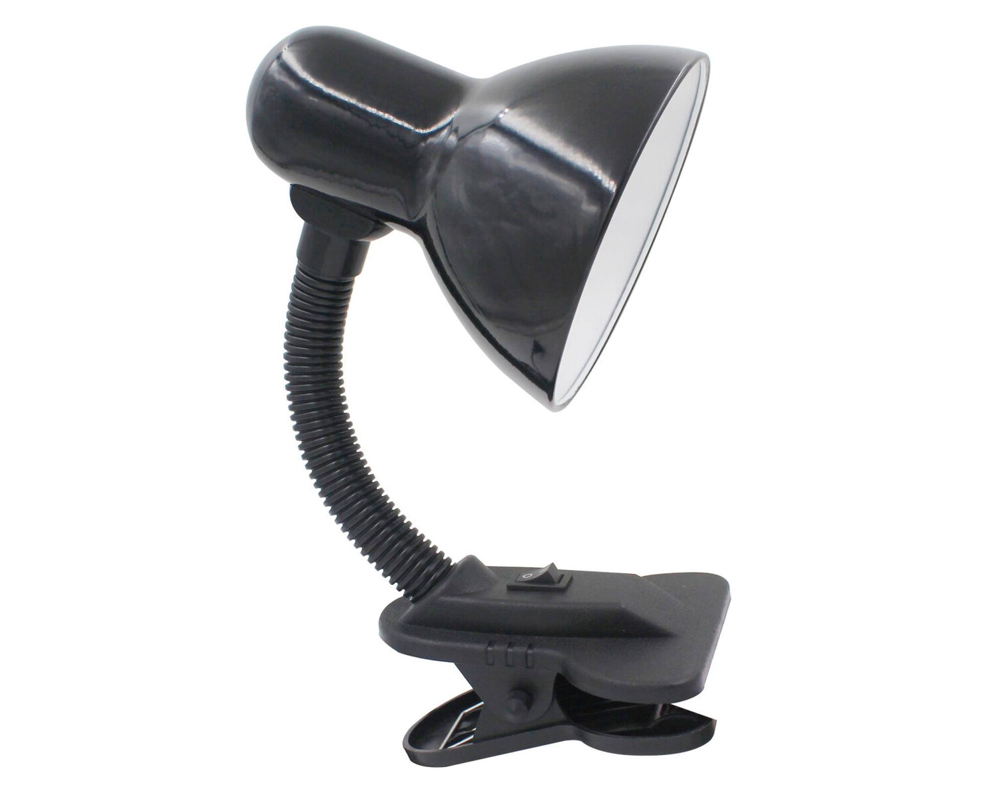 Lámpara de escritorio 40W E27 1L Flexible con pinza negro-0