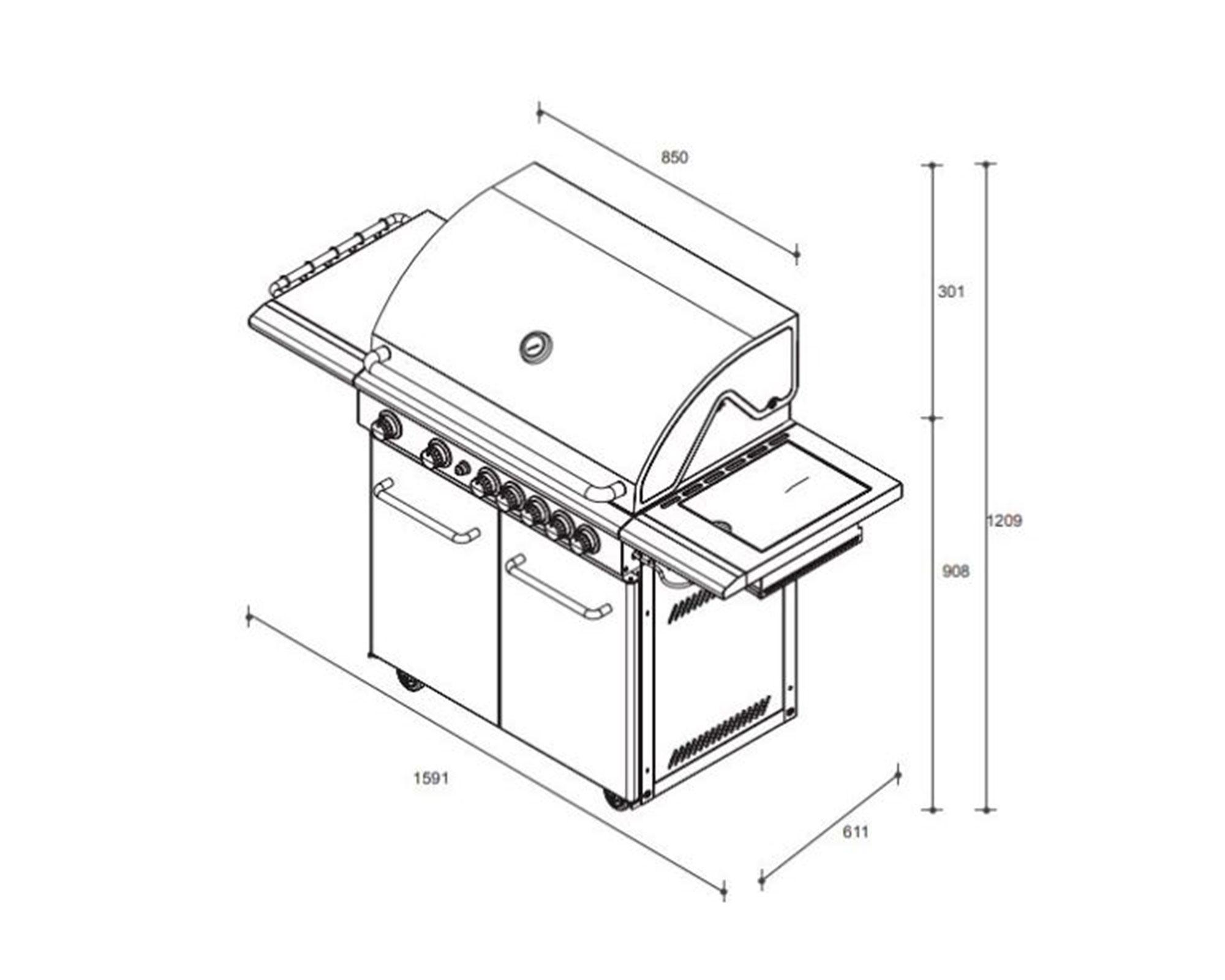 Parrilla a gas 7 quemadores Smart gris-11
