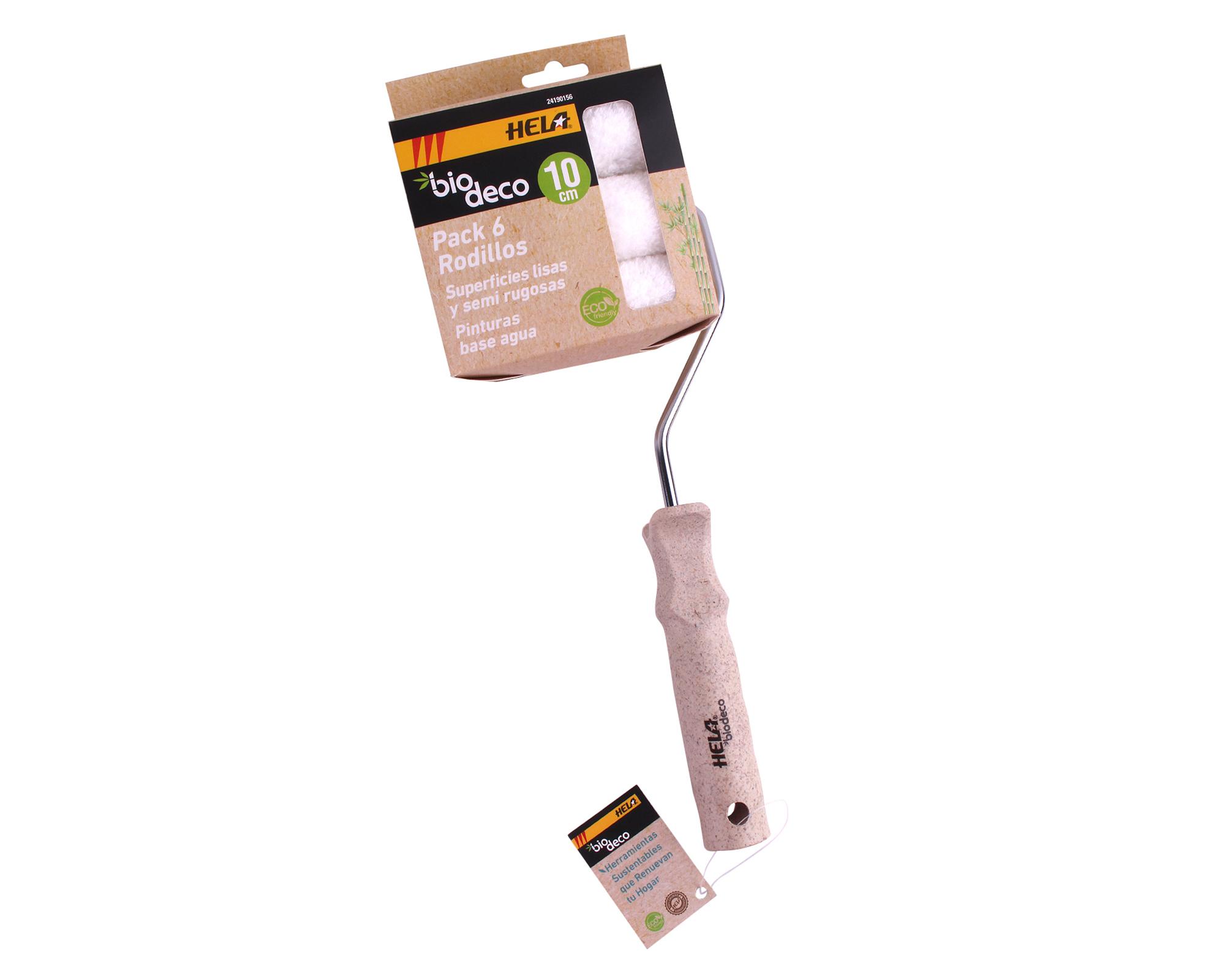 Pack 6 mini rodillos Biodeco 10 cm blanco-1