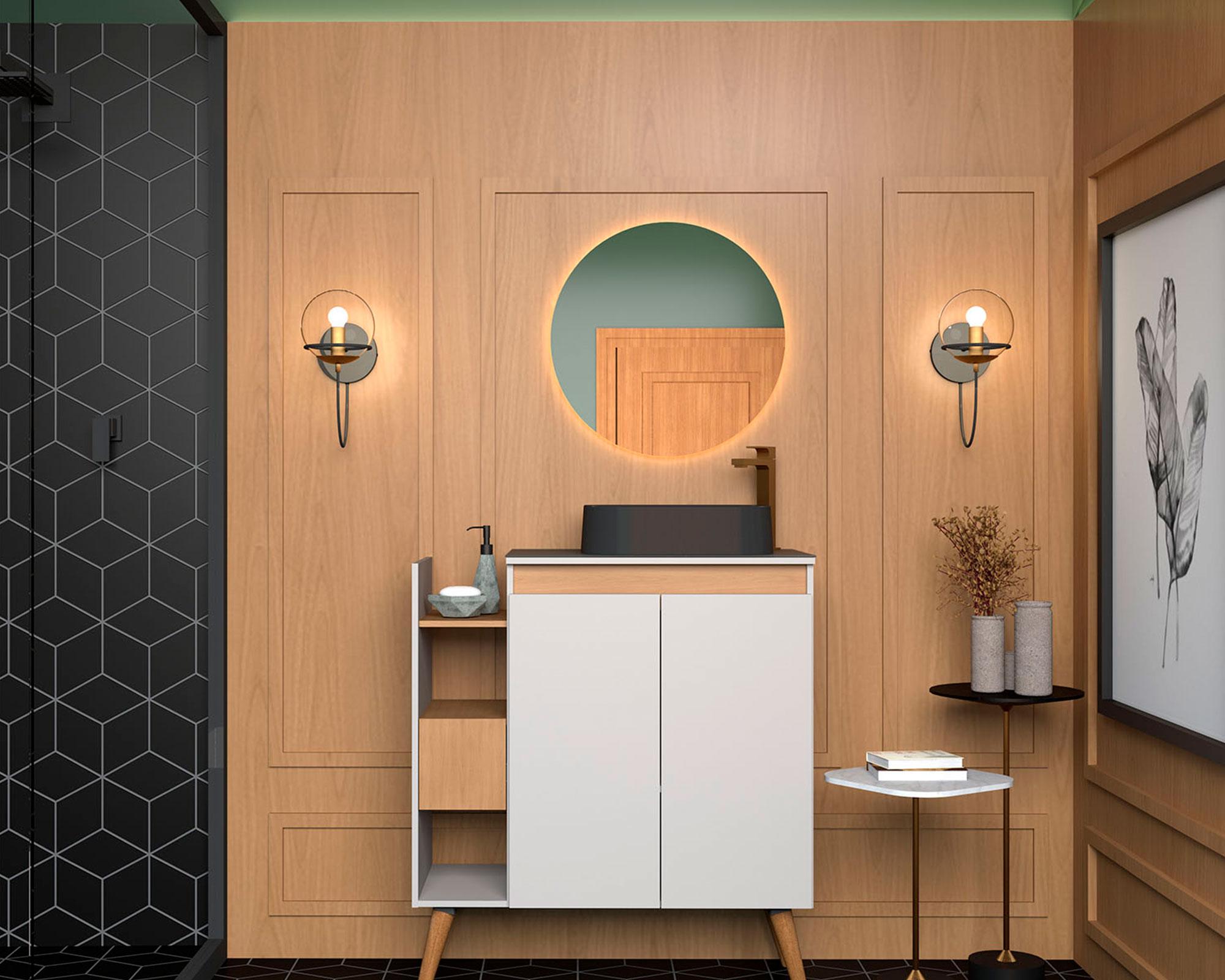 Mueble vanitorio 80 cm Lotus beige/café-7