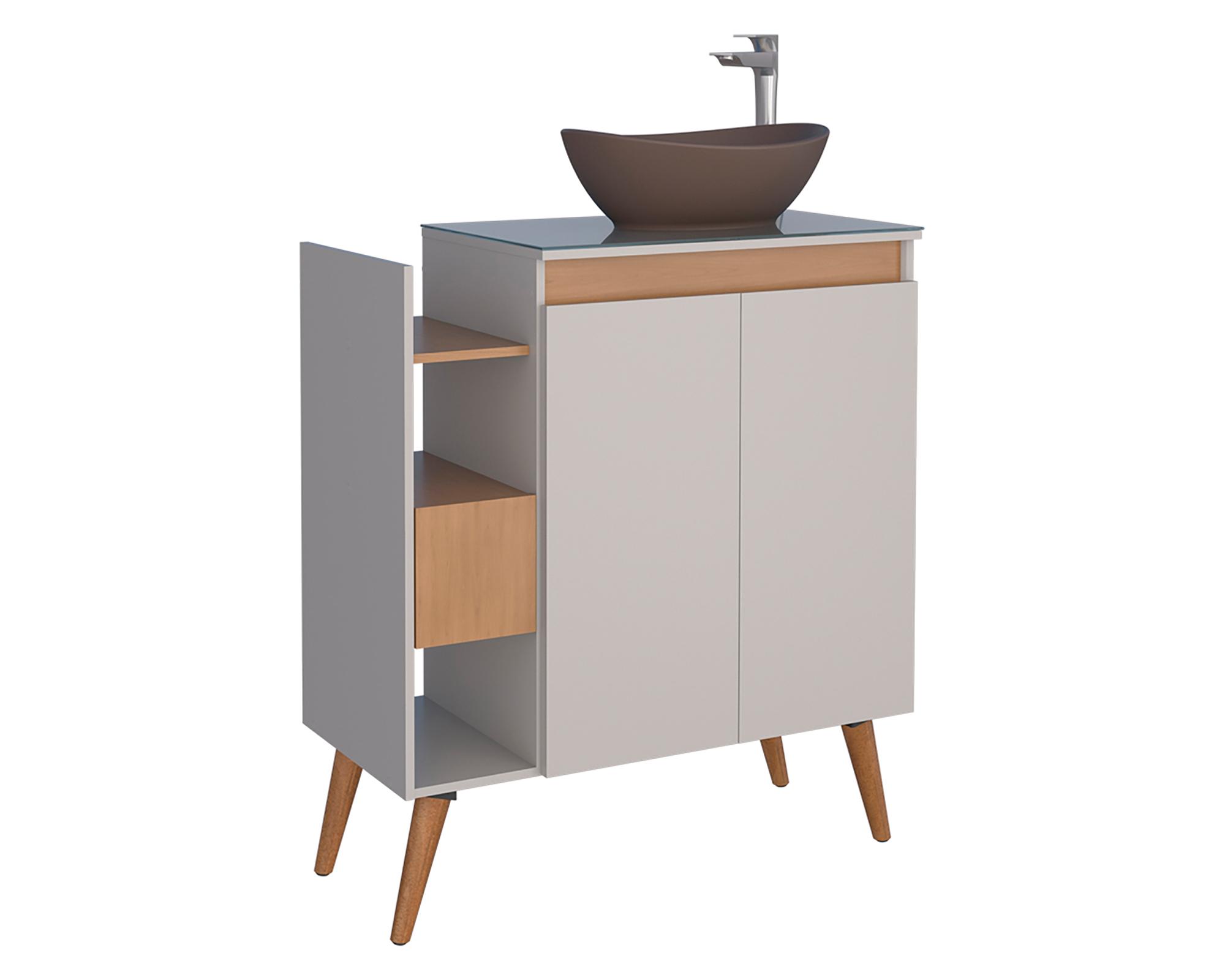 Mueble vanitorio 80 cm Lotus beige/café-0