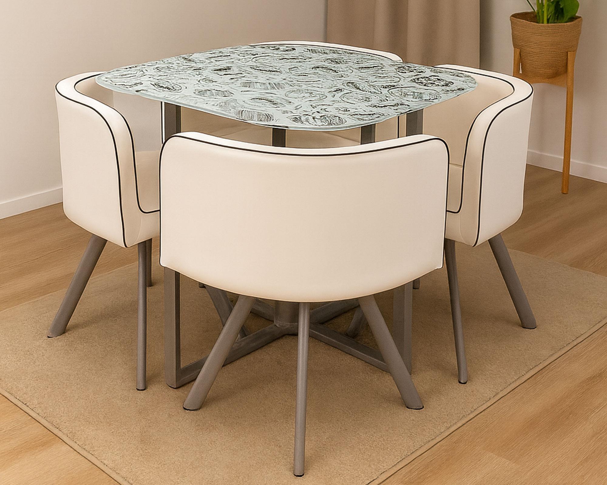 Comedor 4 Sillas Newspaper 73x90x90 cm-6