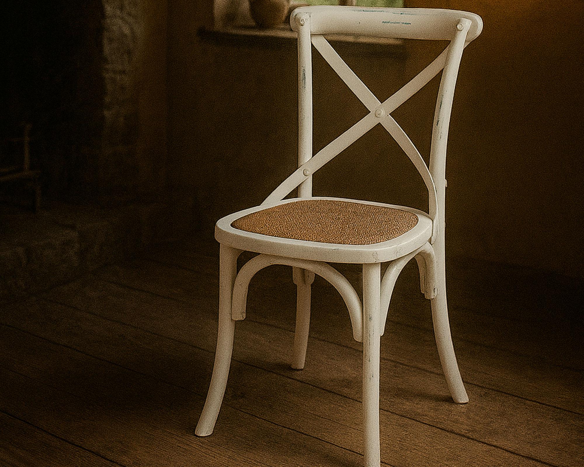 Silla Rustic 2.0 blanco Antique 88x49x54 cm-3