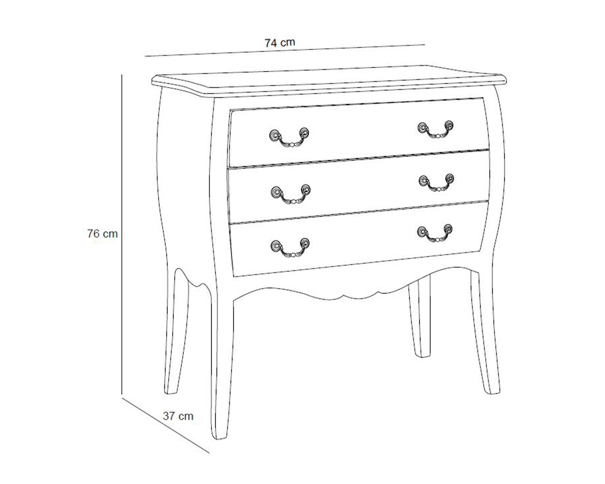 Cómoda Provenzal 3 cajones 76x74x37 cm-6