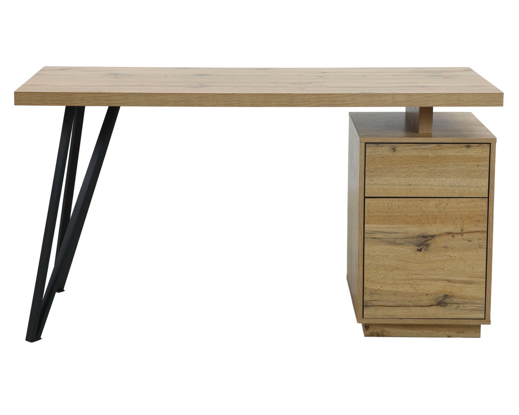 Escritorio Lam negro/natural 76x140x60 cm-0