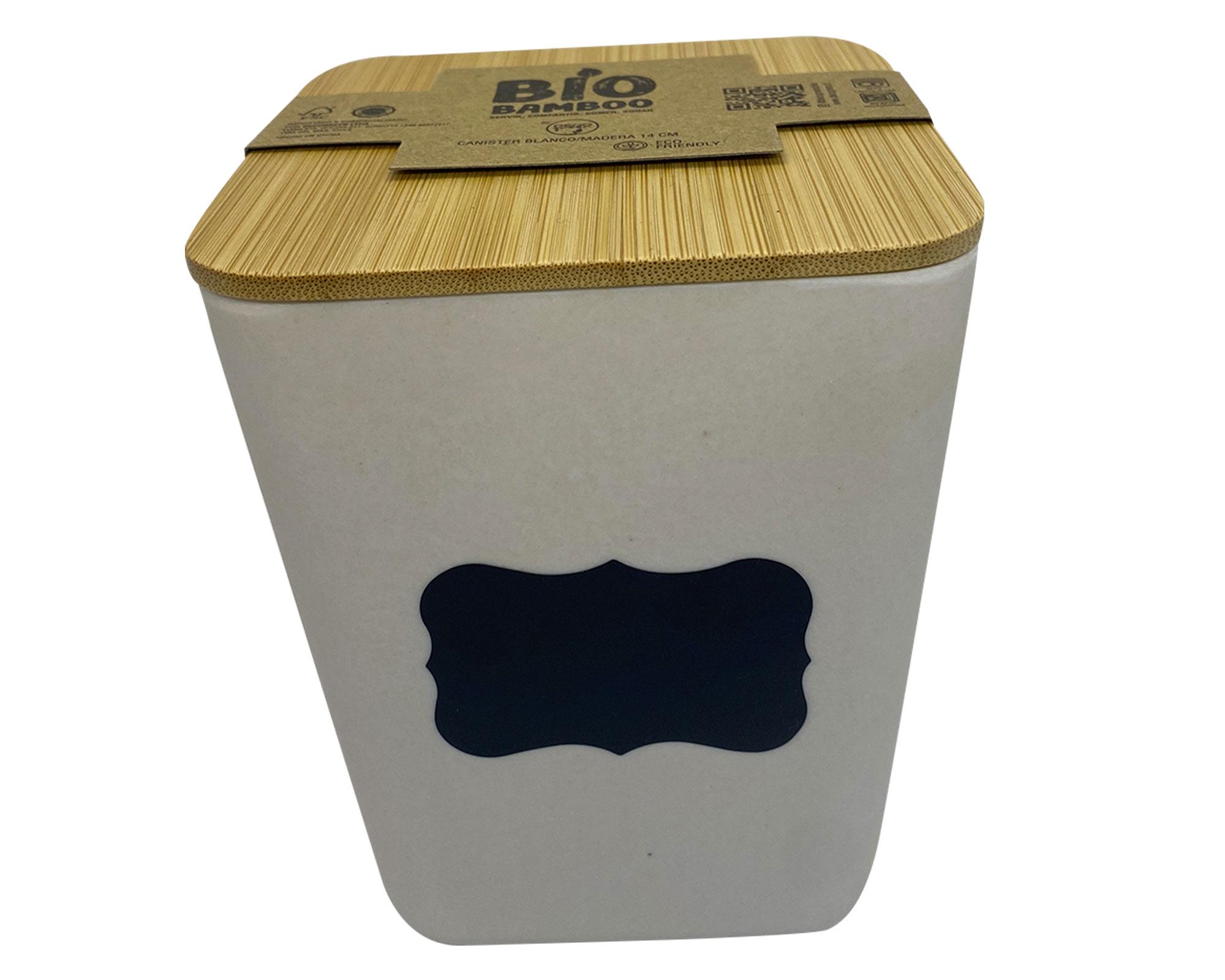 Canister 14 cm Bio Bamboo blanco/madera-0