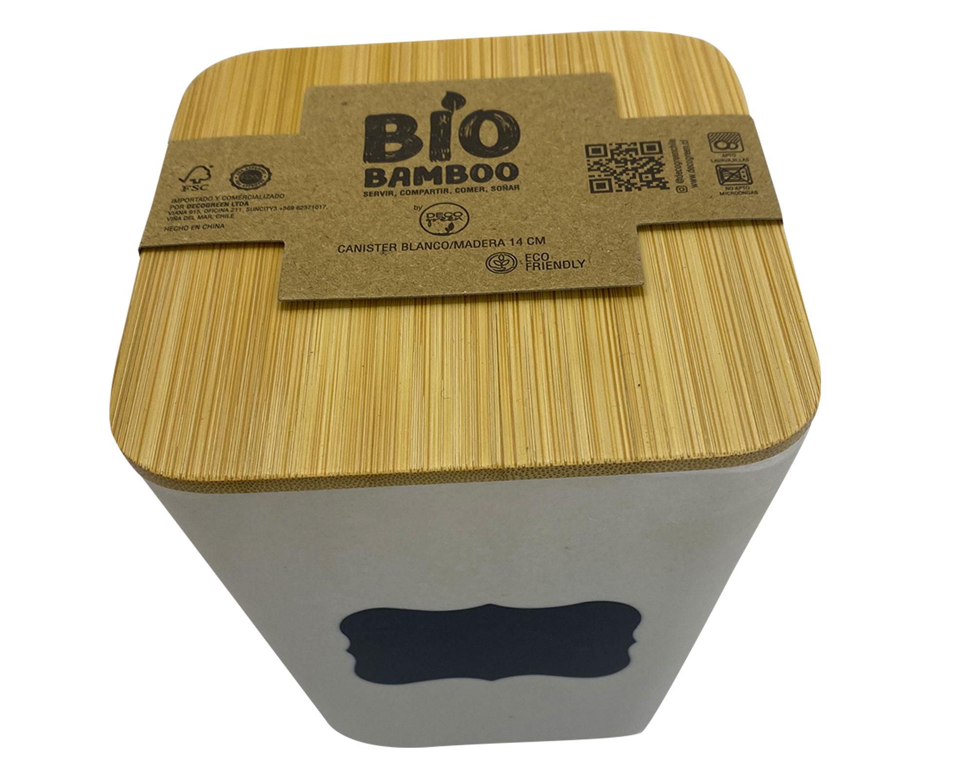 Canister 14 cm Bio Bamboo blanco/madera-1