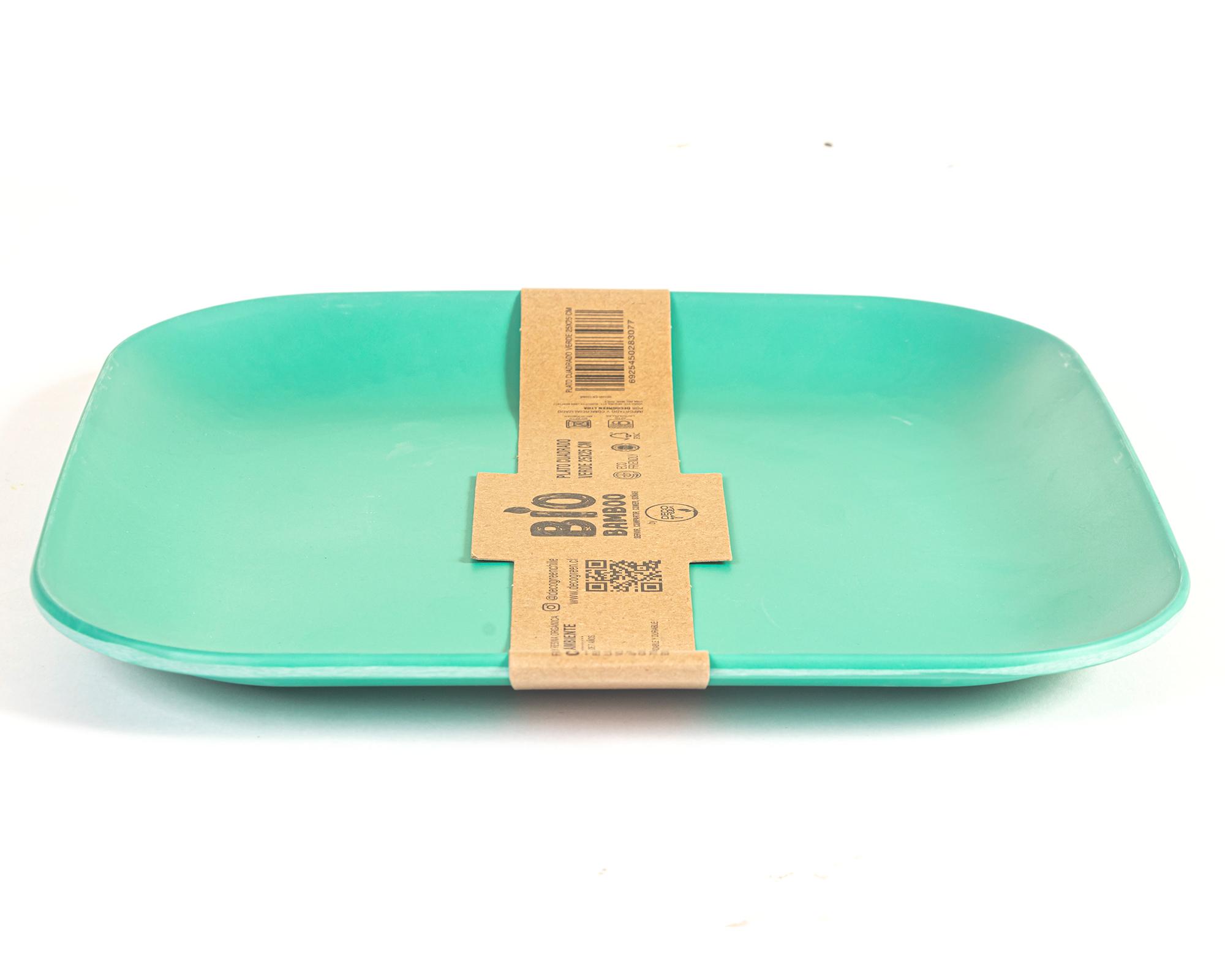 Plato cuadrado 25x25 cm Cuadrado verde-1