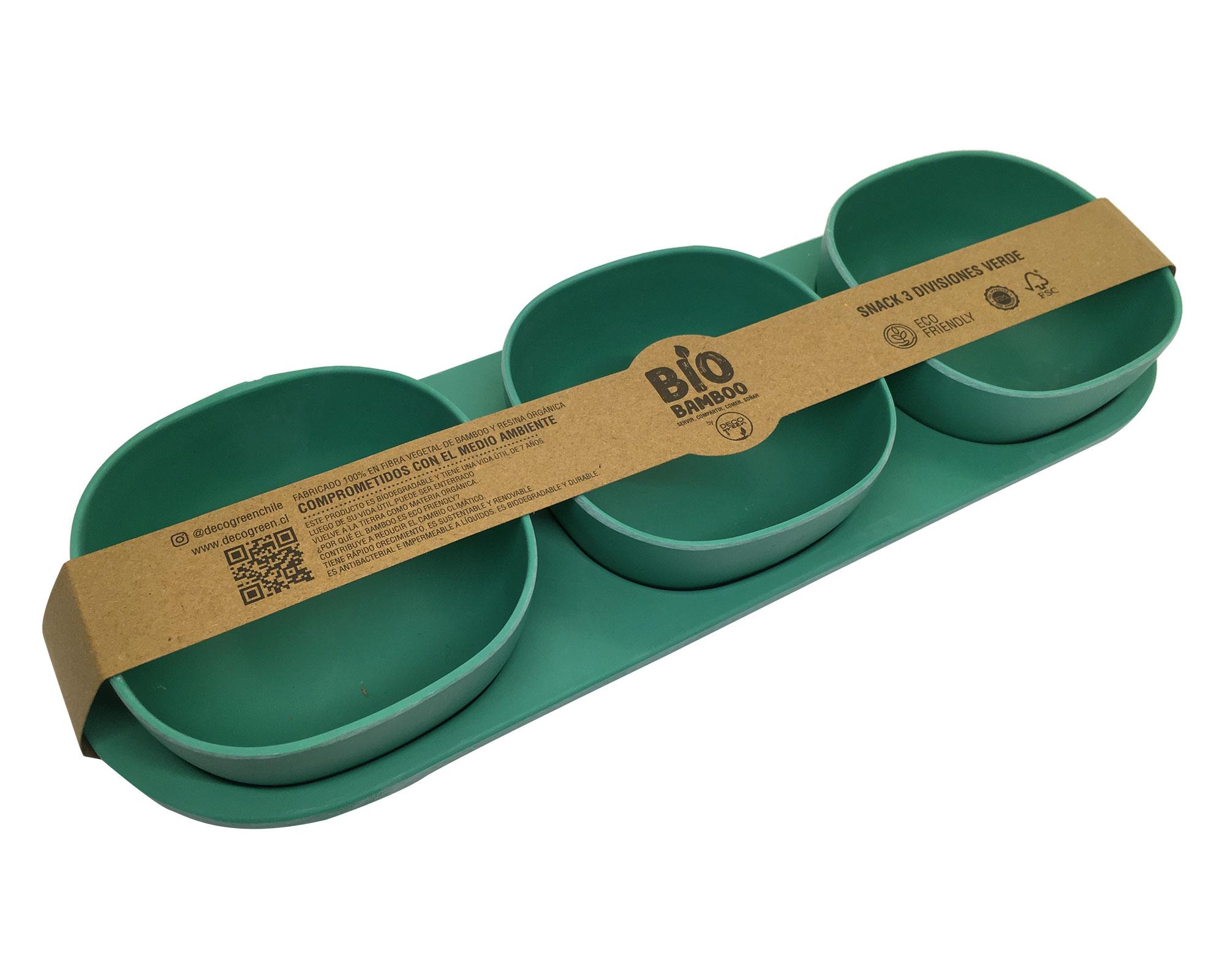 Set de cocktail Snack con 3 divisiones verde-2