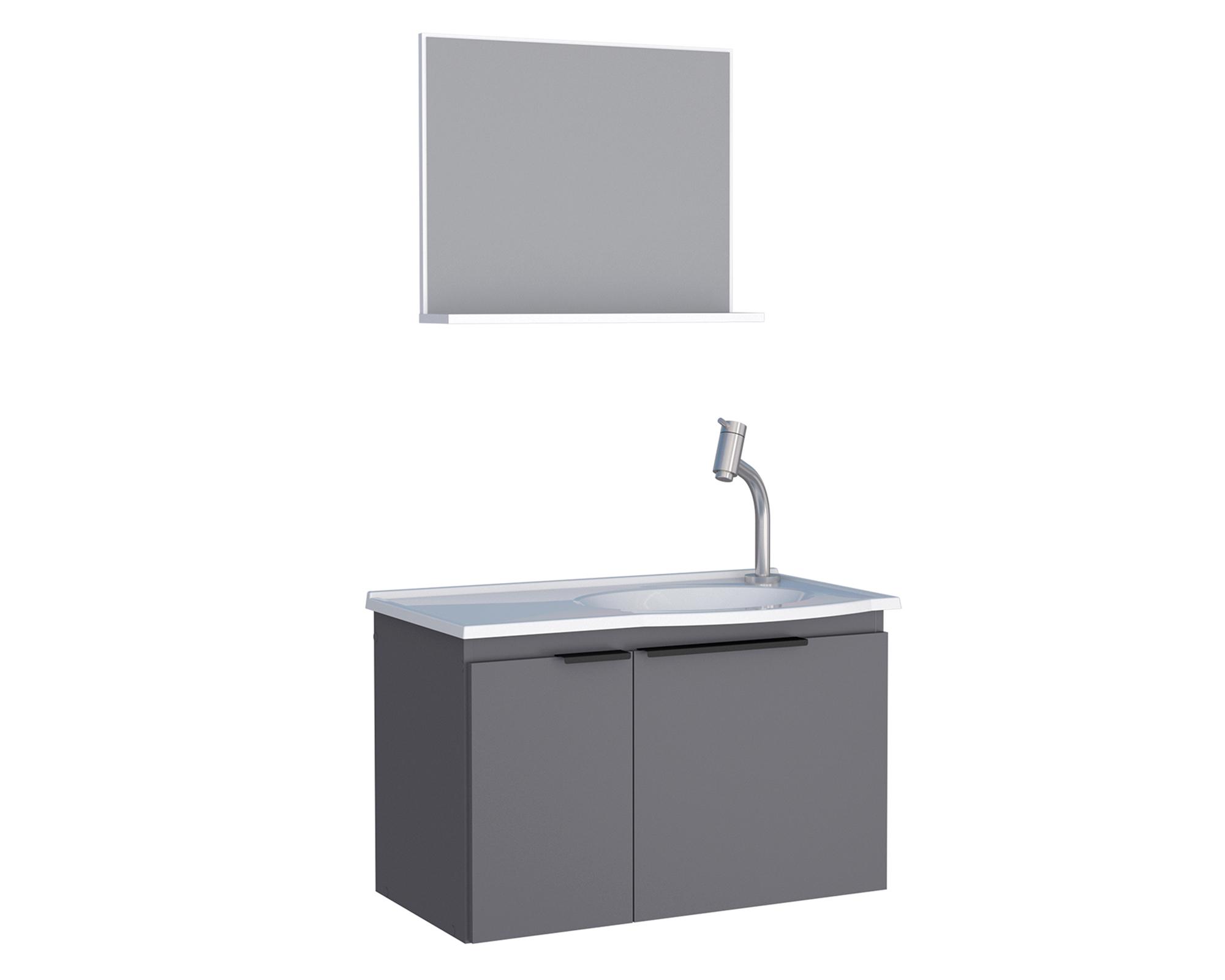 Mueble vanitorio 63 cm + espejo Quartzo gris-0