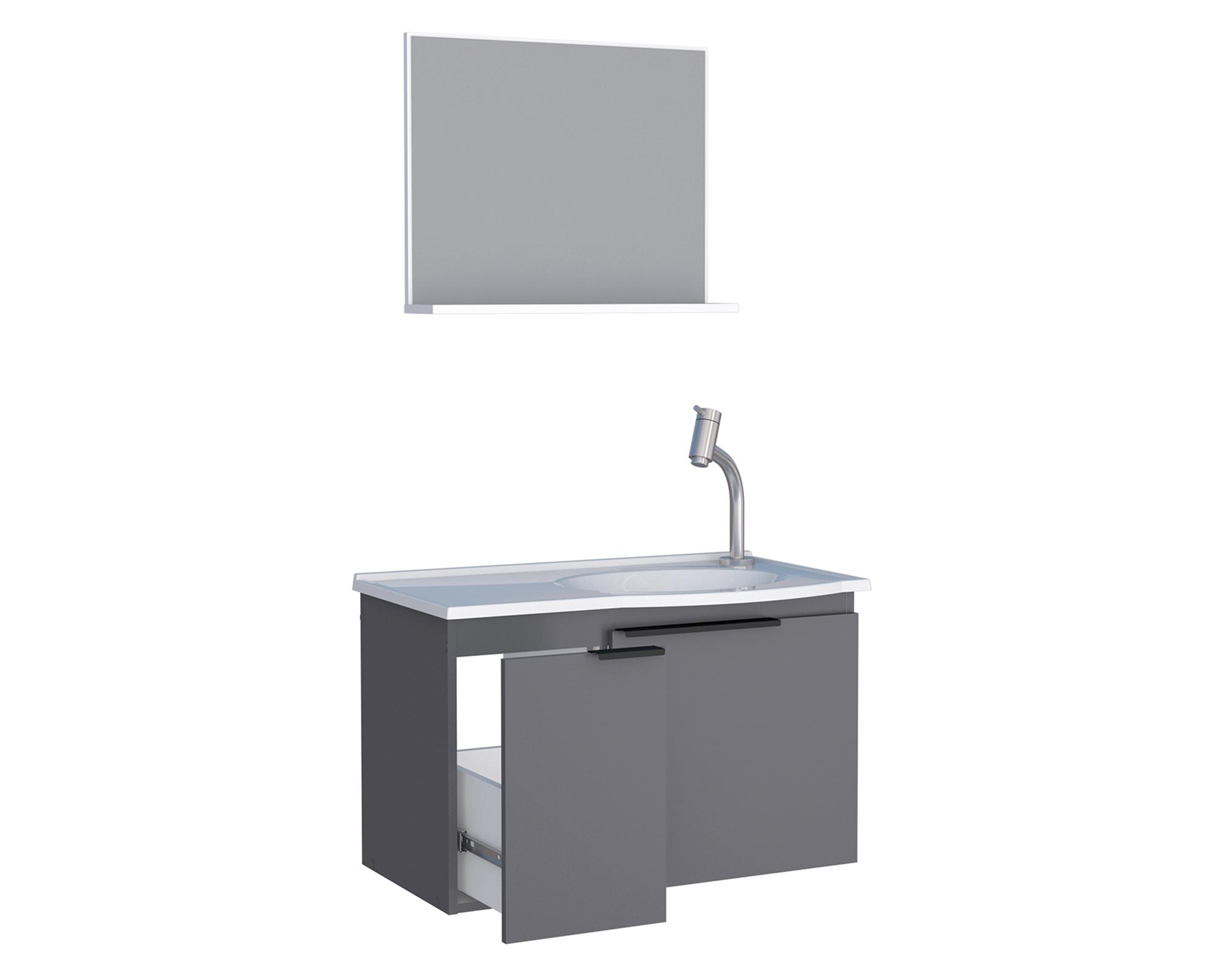 Mueble vanitorio 63 cm + espejo Quartzo gris-1