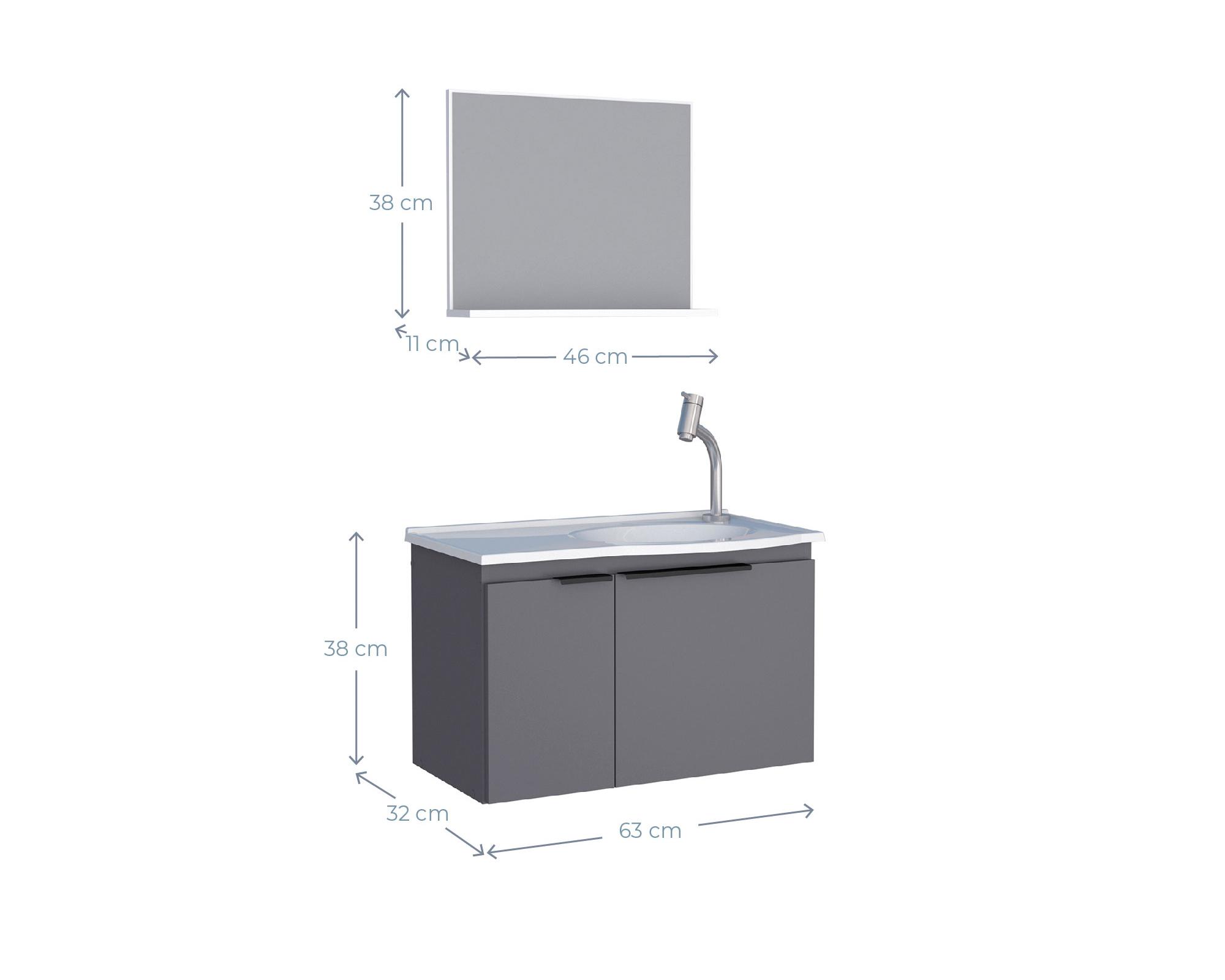 Mueble vanitorio 63 cm + espejo Quartzo gris-3