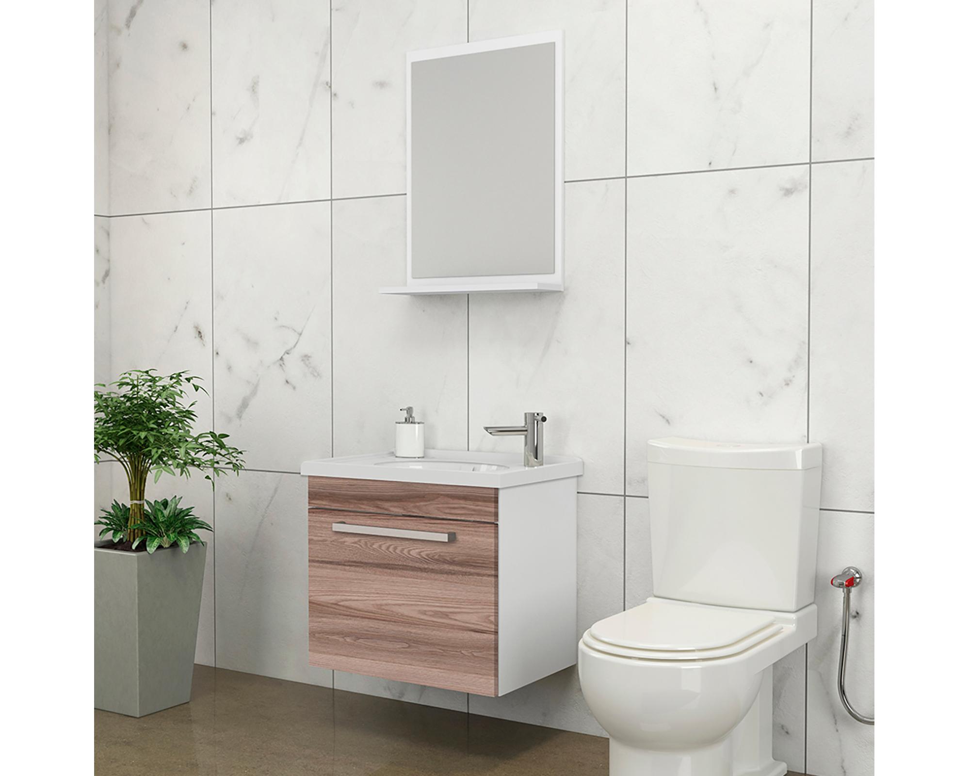 Mueble vanitorio 47 cm + espejo Ágata café/blanco-2