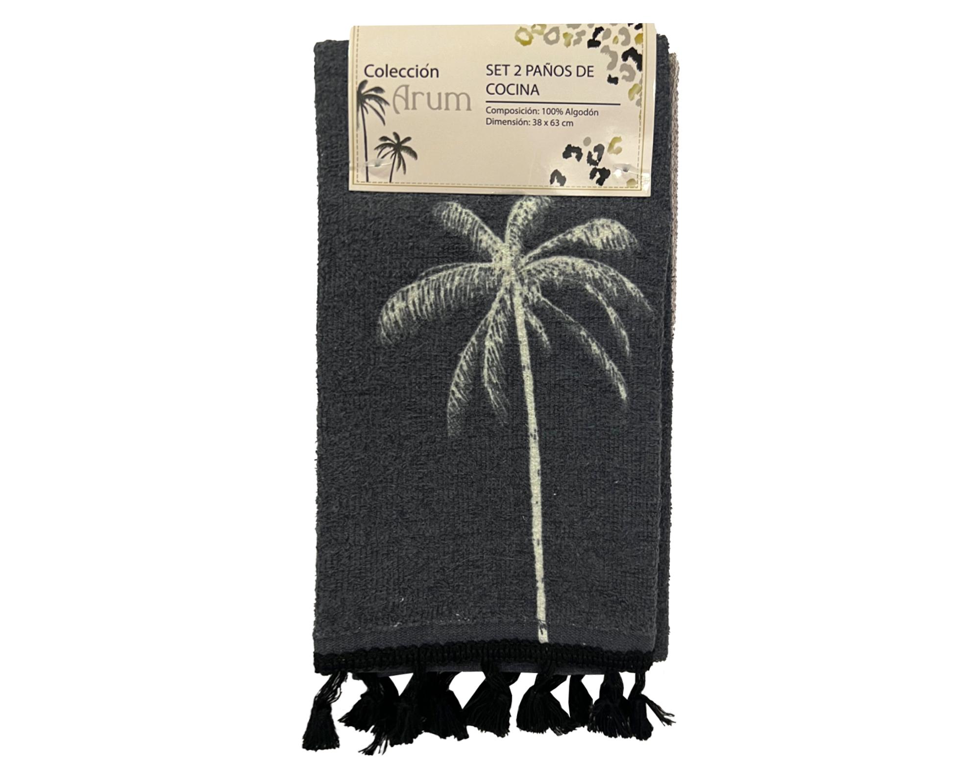 Paño cocina Arum palmera/waffle 38x63 cm 2 piezas-0