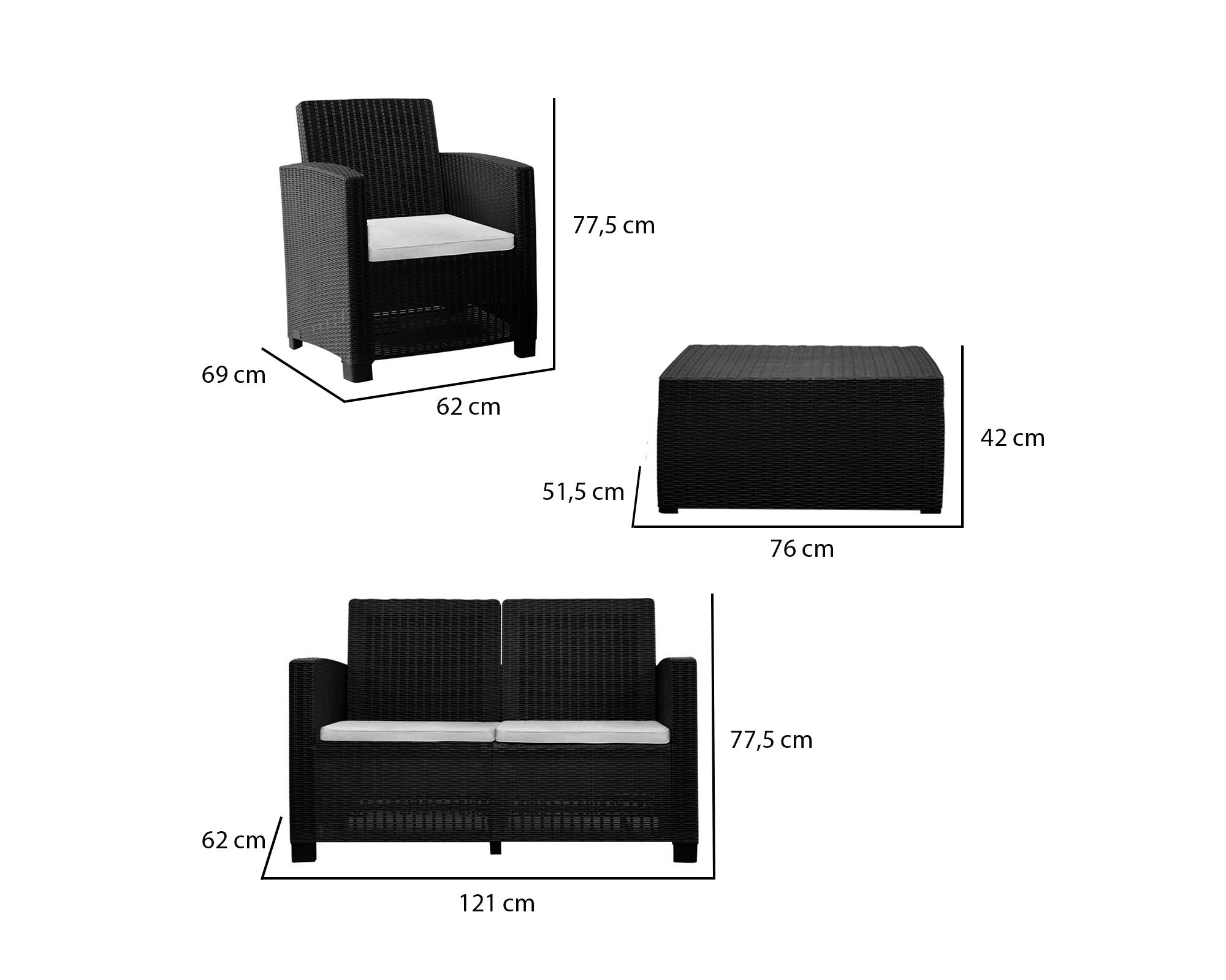 Set terraza 4 personas Sala Álamo doble café/beige-6