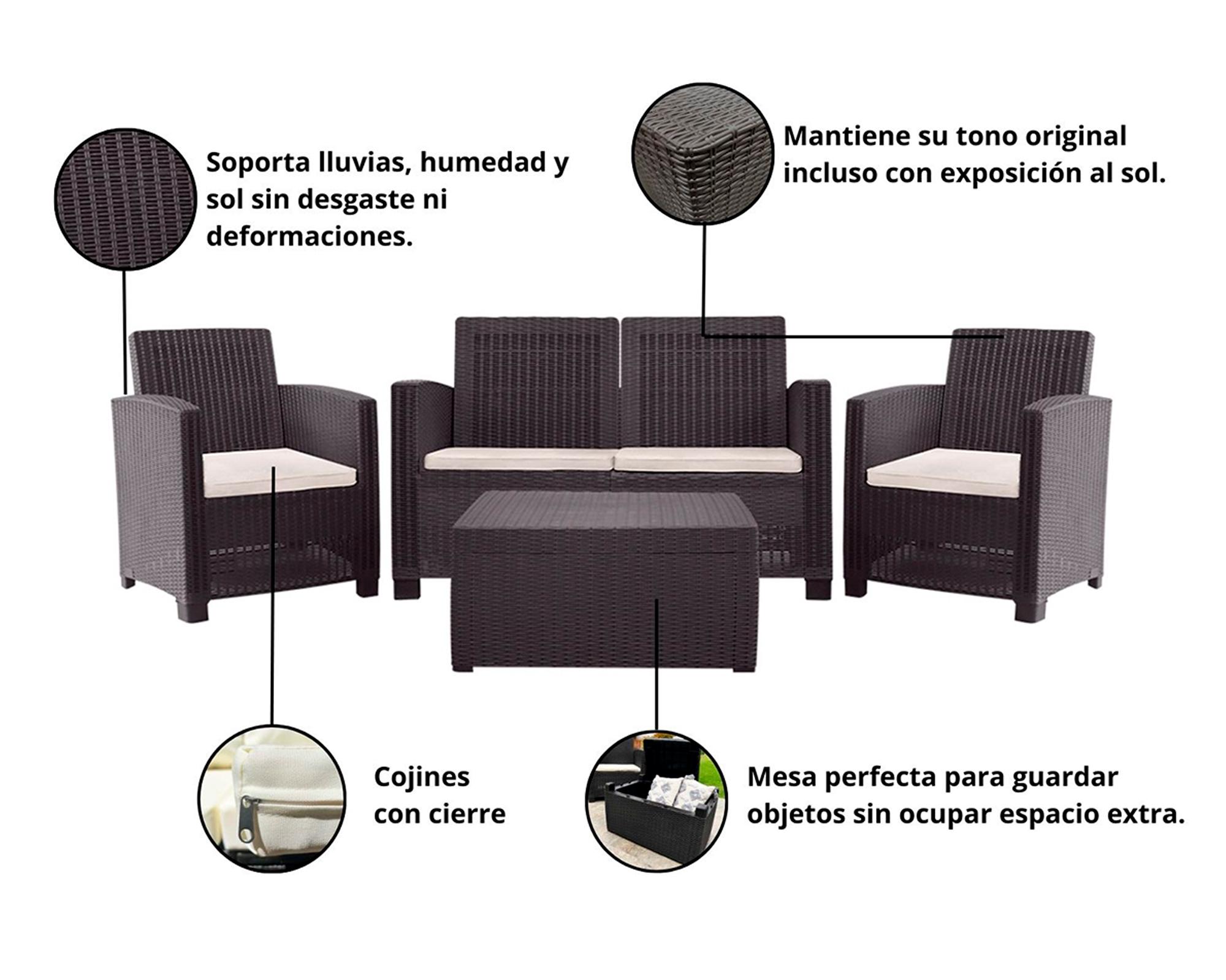Set terraza 4 personas Sala Álamo doble café/beige-1