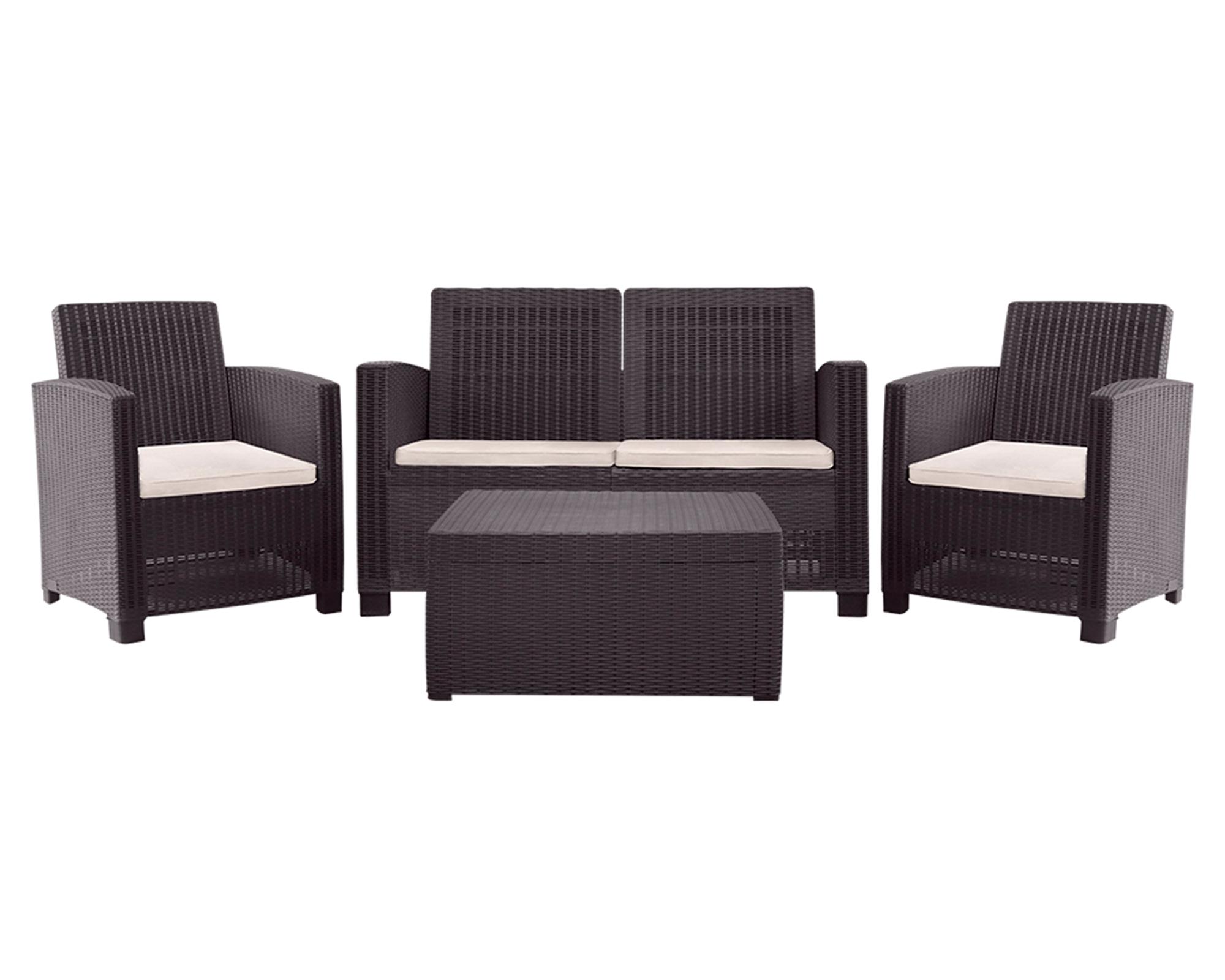 Set terraza 4 personas Sala Álamo doble café/beige-0