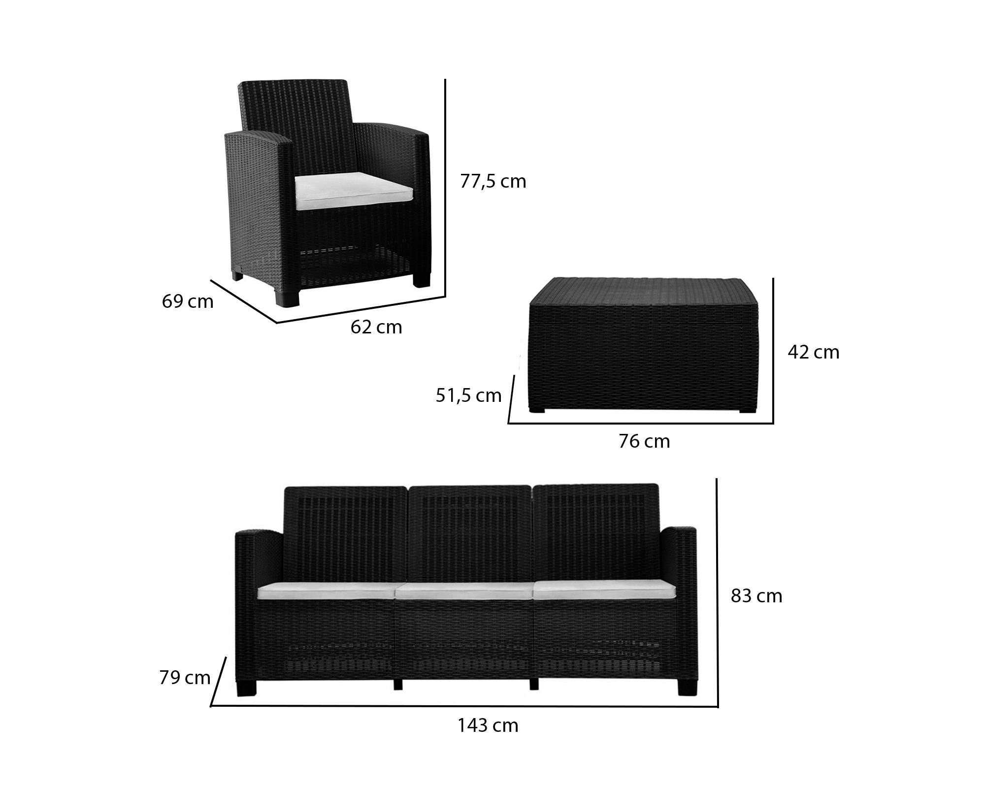 Set terraza 5 personas Sala Álamo Triple café/beige-6