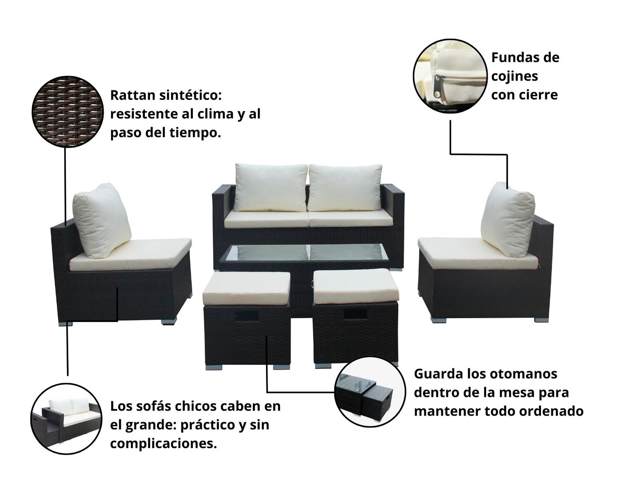 Set terraza 6 personas Versalles chocolate-3