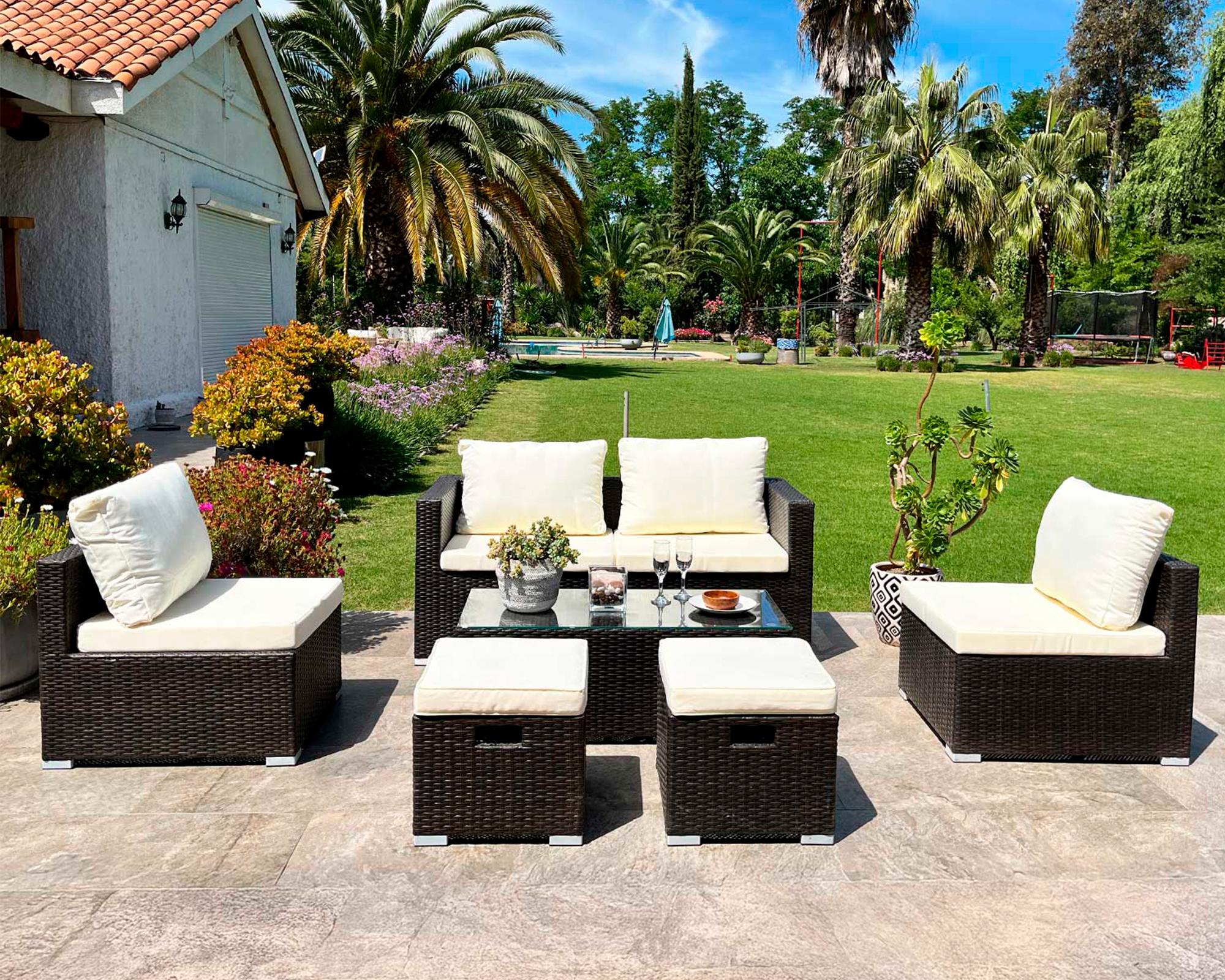 Set terraza 6 personas Versalles chocolate-5