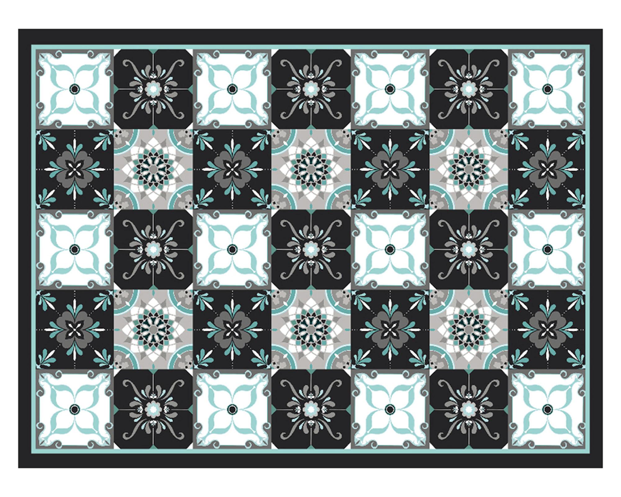 Alfombra 50x70 cm Baldosa Clásica Azul multicolor-0