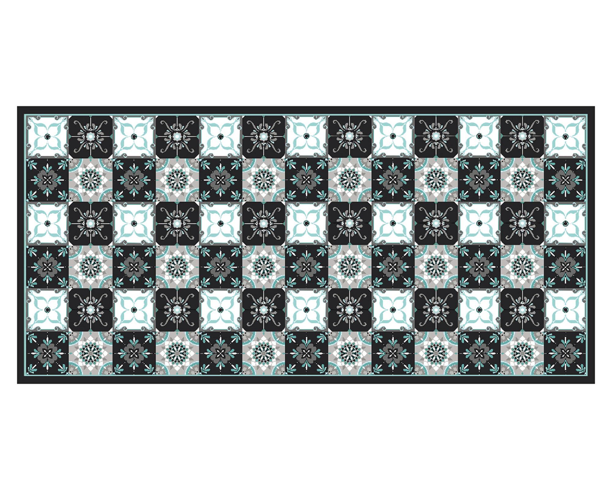 Alfombra 70x140 cm Baldosa Clásica Azul multicolor-0