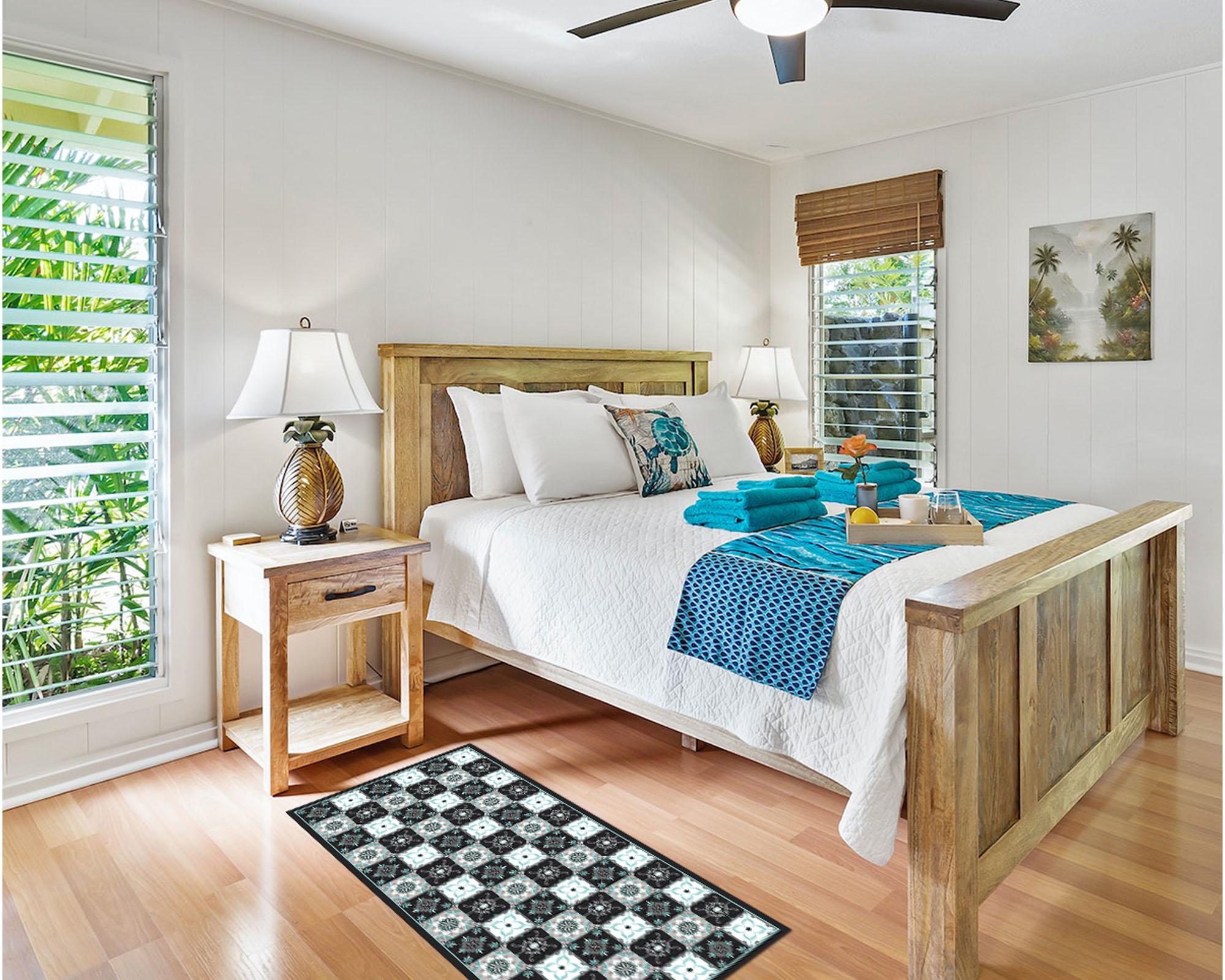 Alfombra 70x140 cm Baldosa Clásica Azul multicolor-2