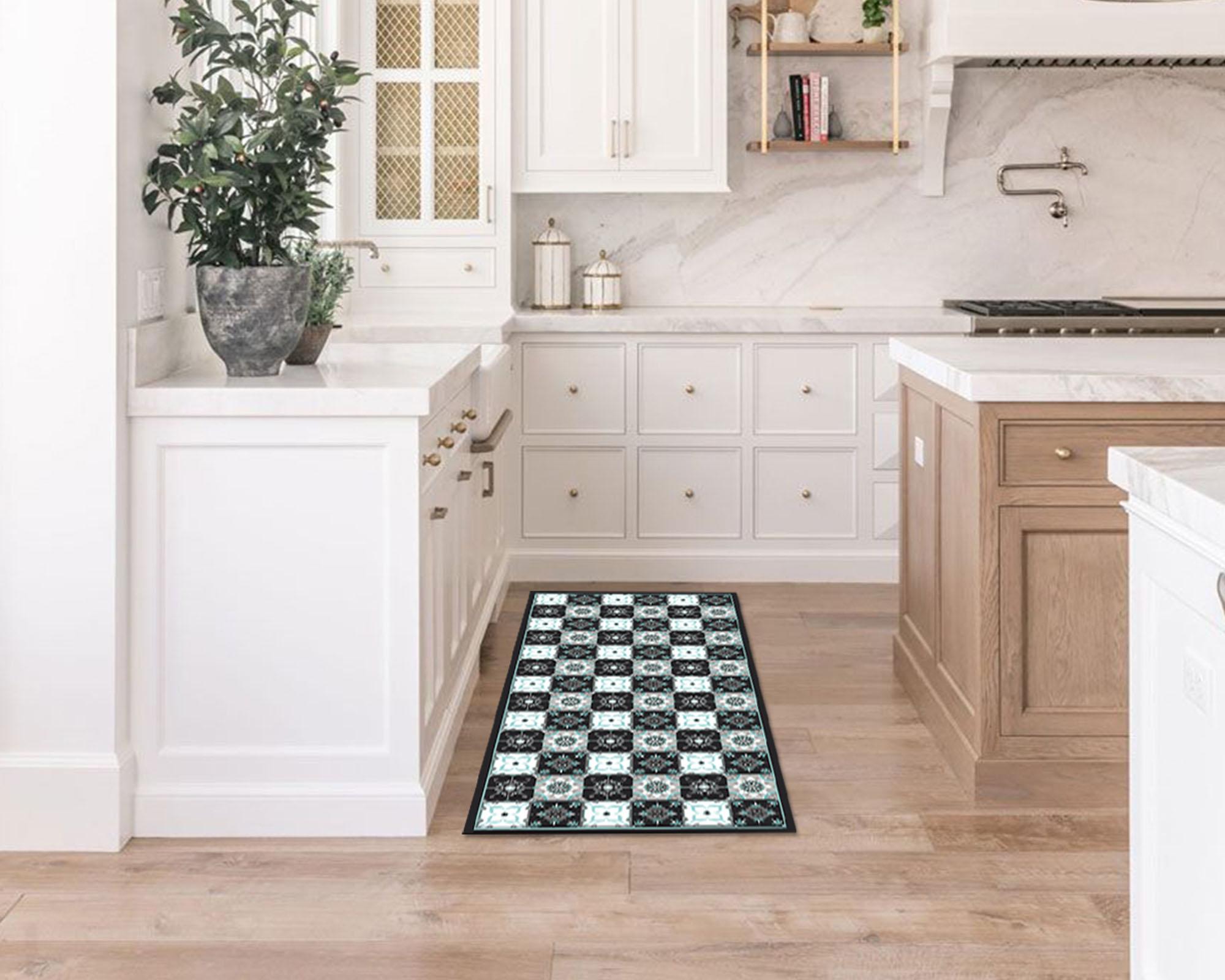 Alfombra 70x140 cm Baldosa Clásica Azul multicolor-1