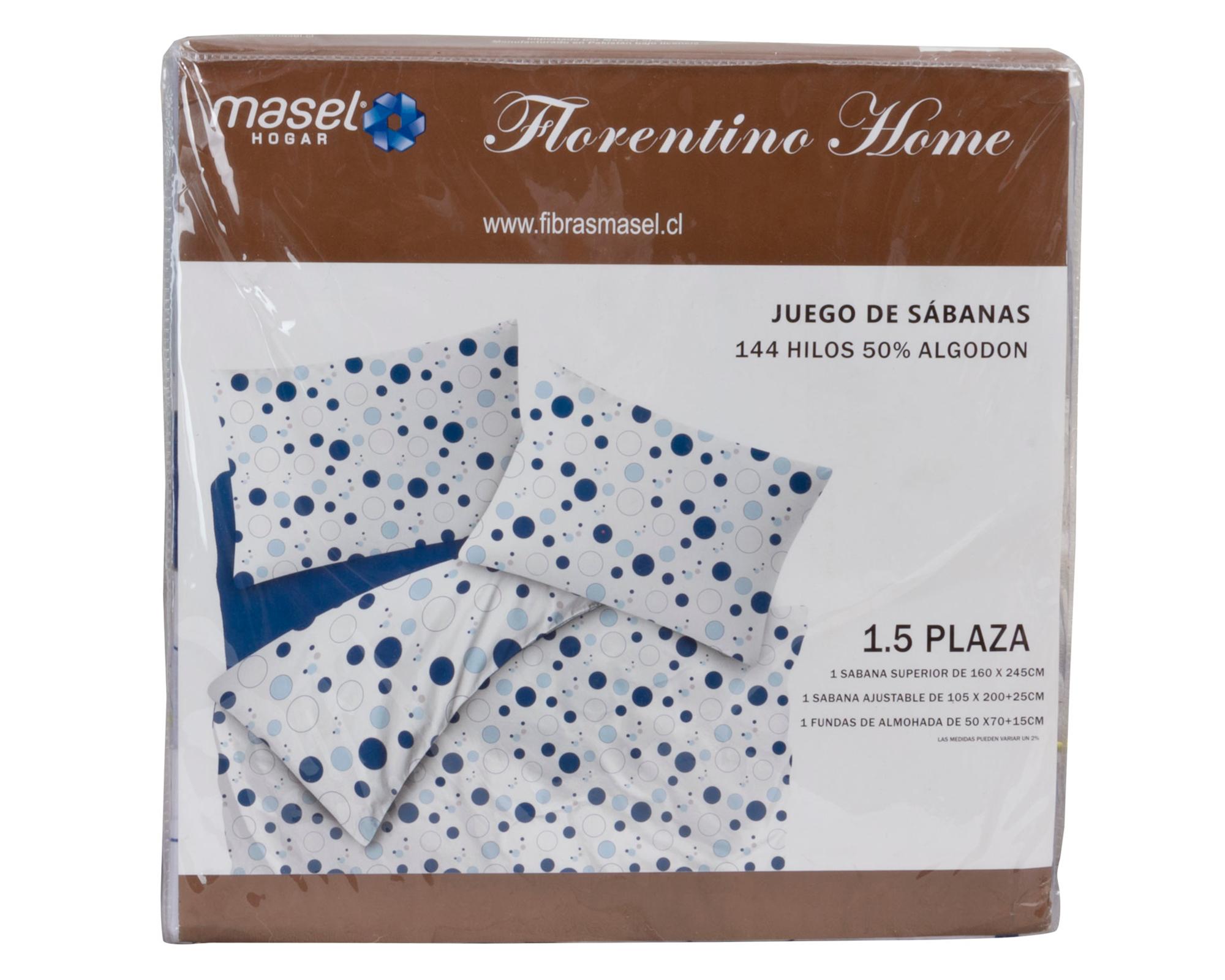 Juego de sábanas 1.5 plazas 144H Burbujas azul-1