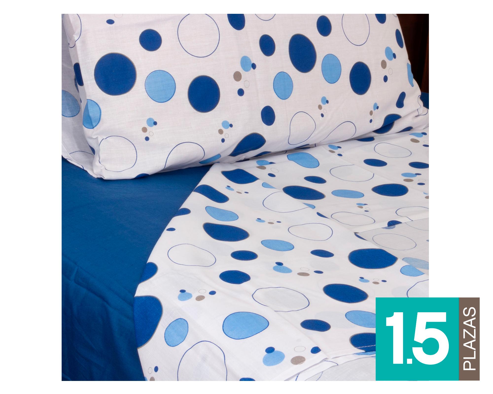 Juego de sábanas 1.5 plazas 144H Burbujas azul-0
