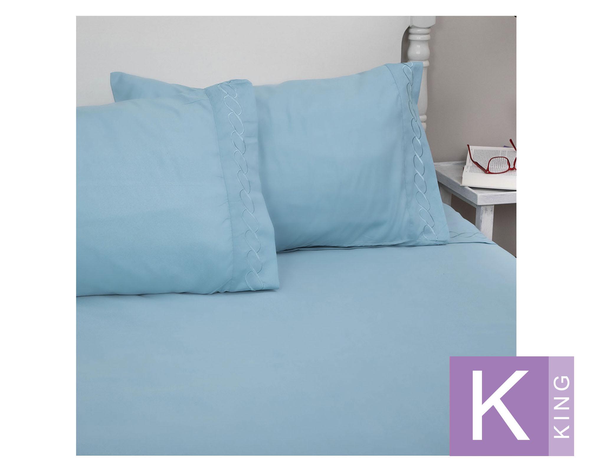 Sábana King Bordada turquesa-0