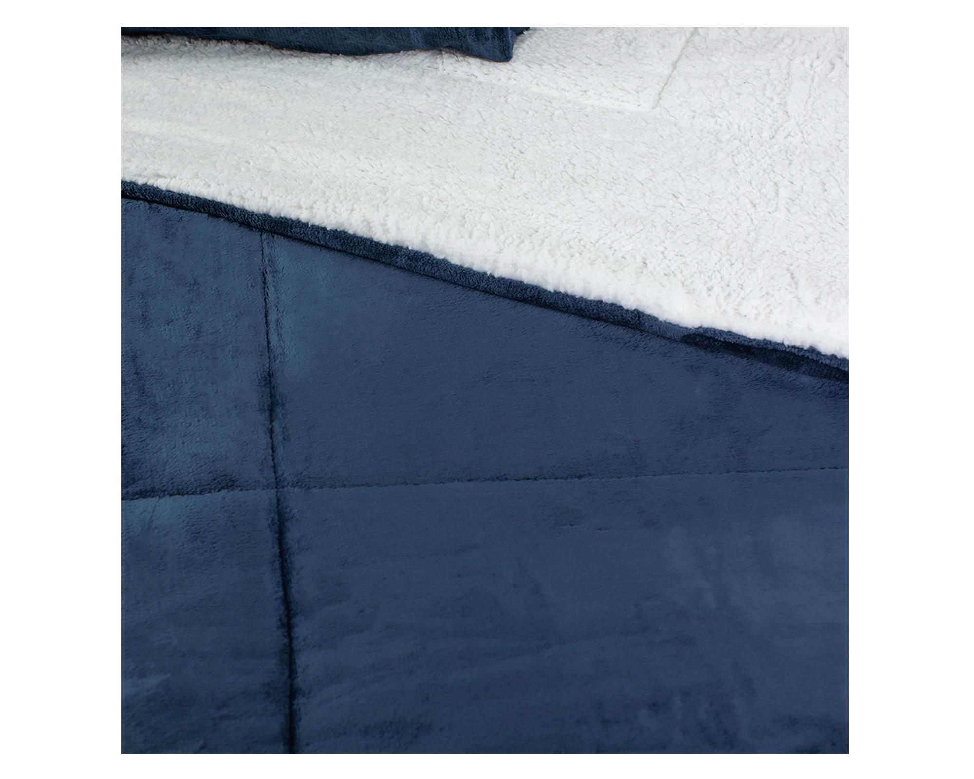 Cubrecama sherpa 1.5 plazas Flanel deluxe azul-1