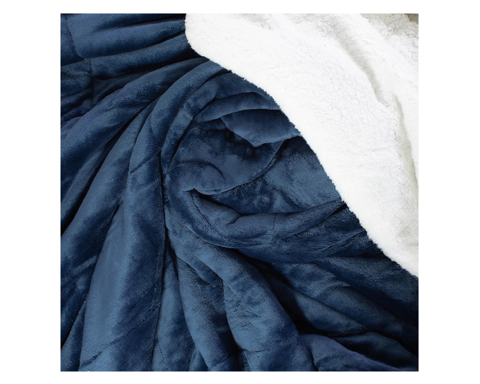 Cubrecama sherpa 1.5 plazas Flanel deluxe azul-2