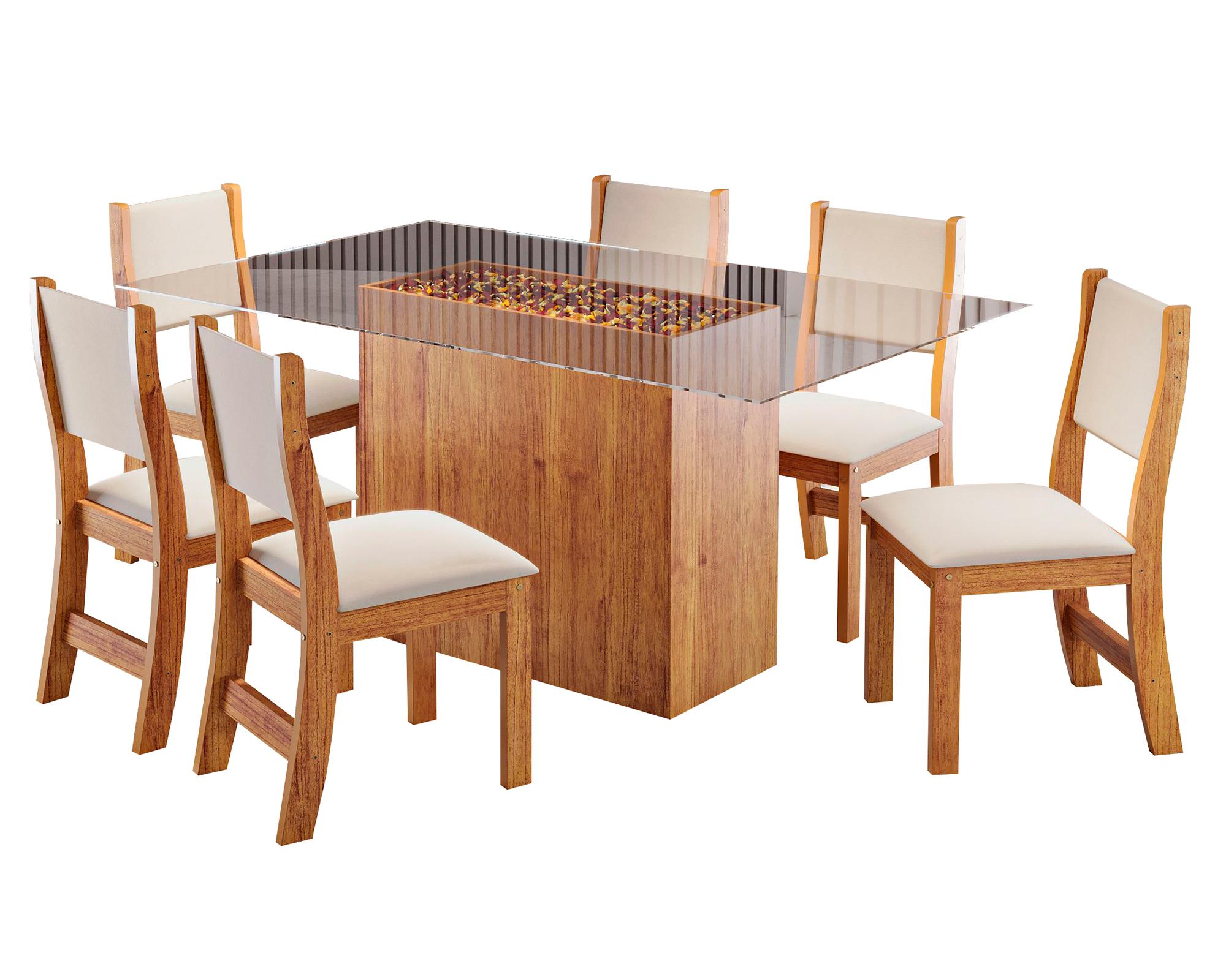 Comedor 6 sillas Canadá café claro/crema-0