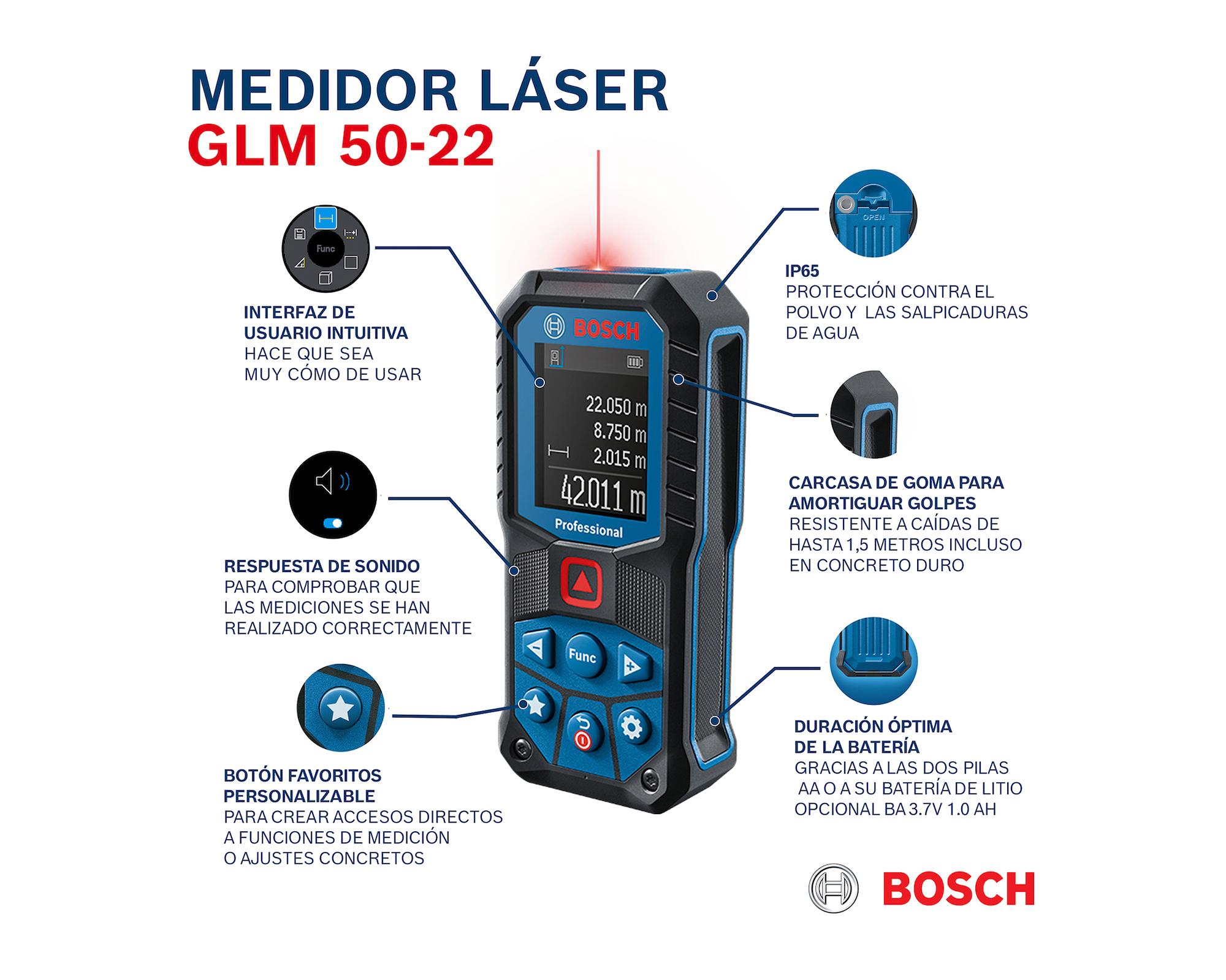 Medidor láser 50 metros GLM 50-22-2