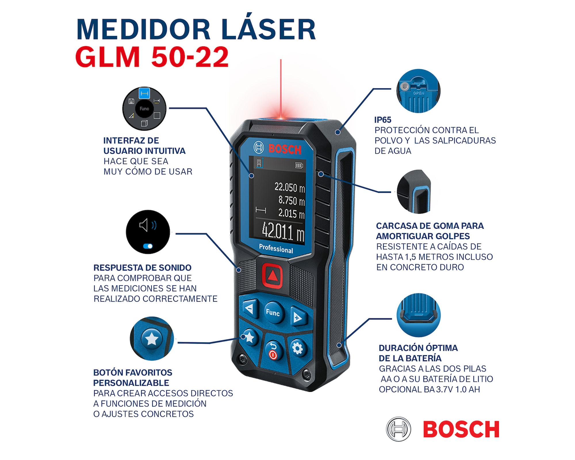 Medidor láser 50 metros GLM 50-22-2