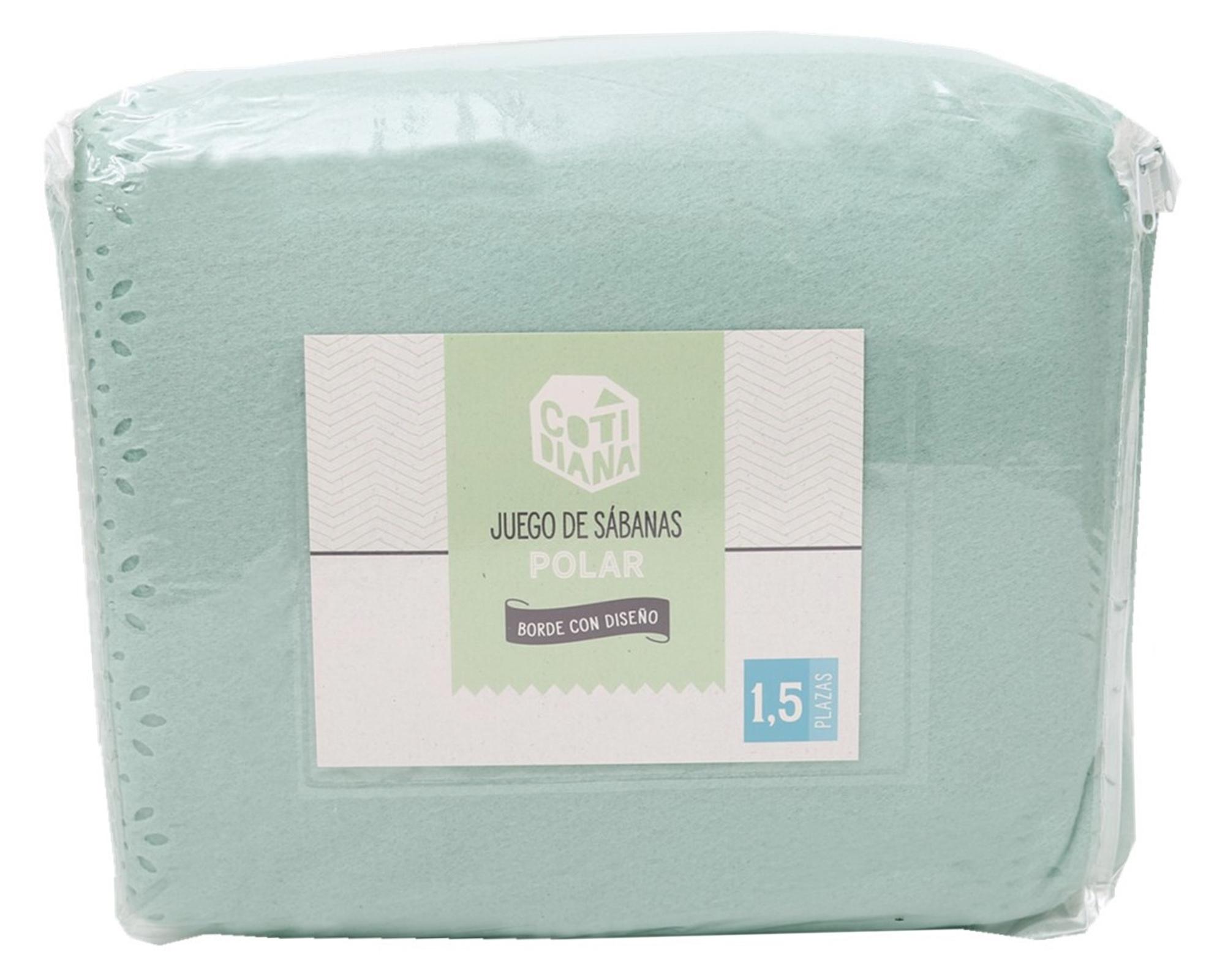 Juego de sábanas polar Borde aqua claro 1.5 plazas-0