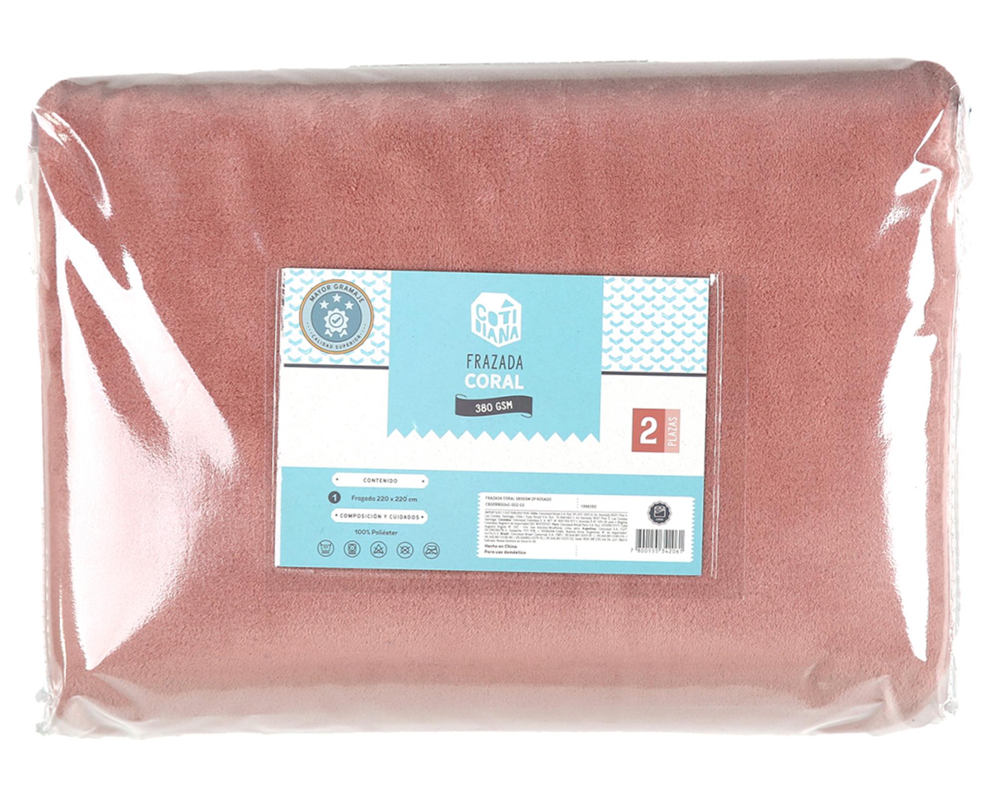 Frazada coral 380 gsm rosado 2 plazas-2