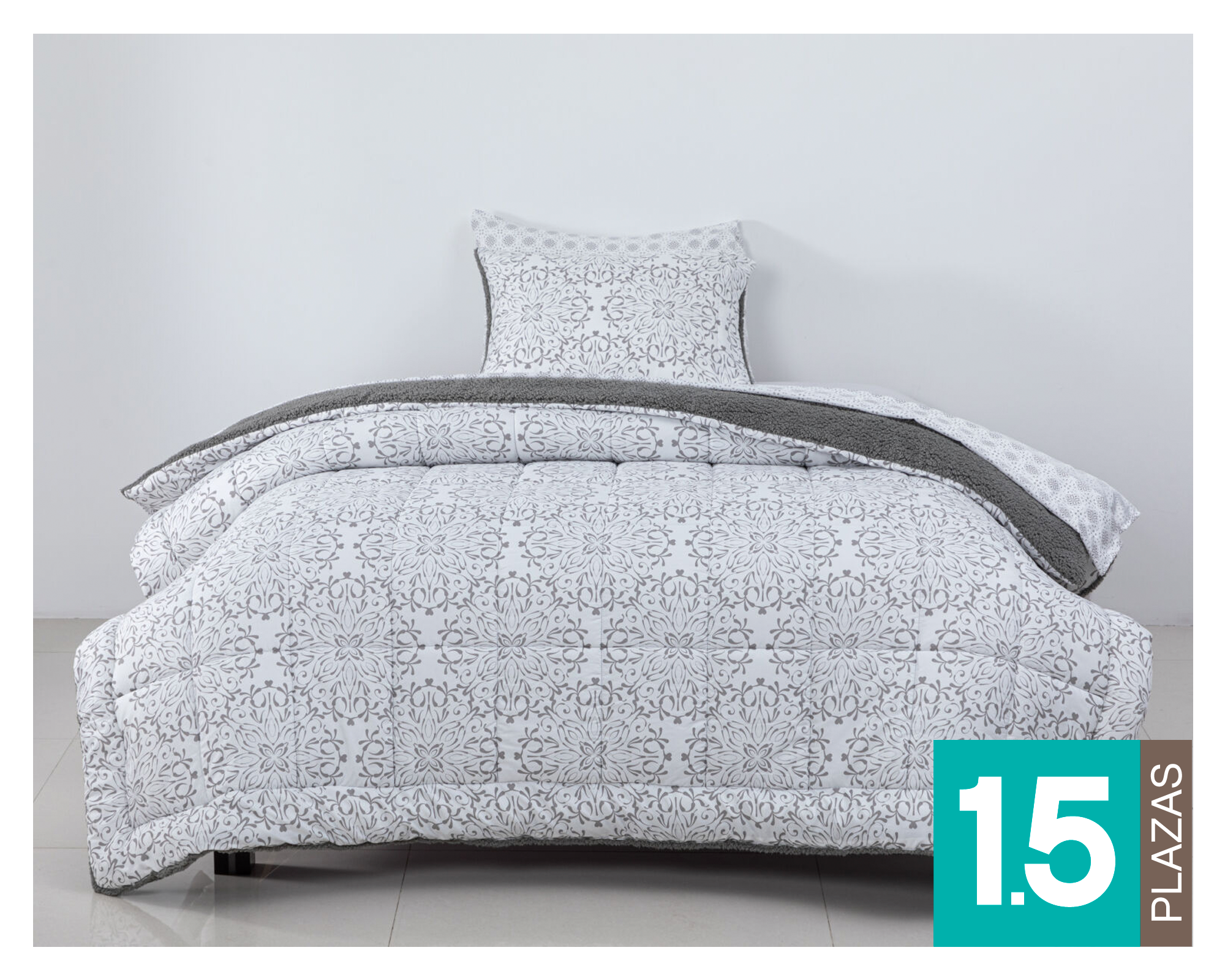 Plumón + sábanas Flor geo 1.5 plazas-0