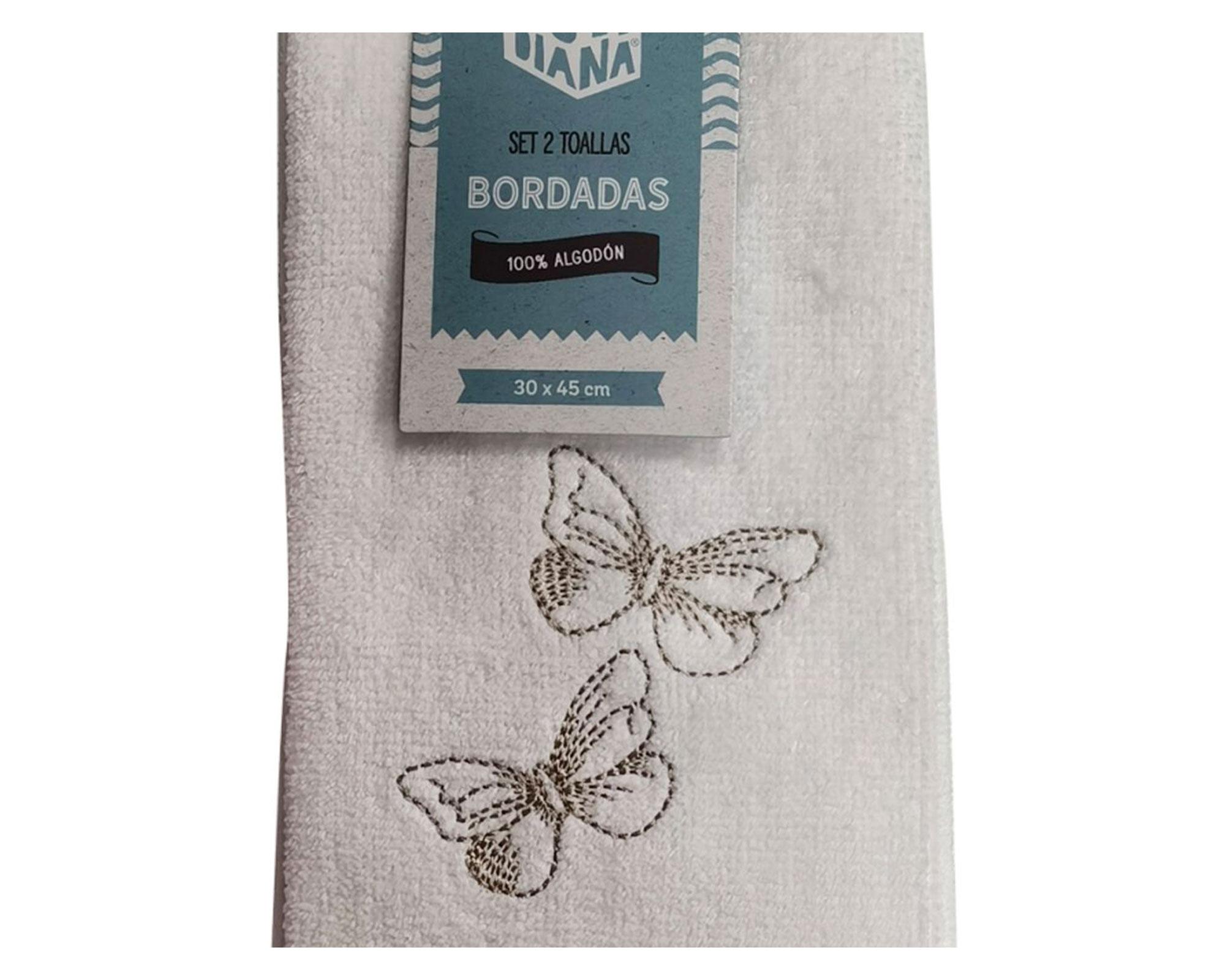 Toalla visita 30x45 cm Bordado mariposas 2 piezas-1