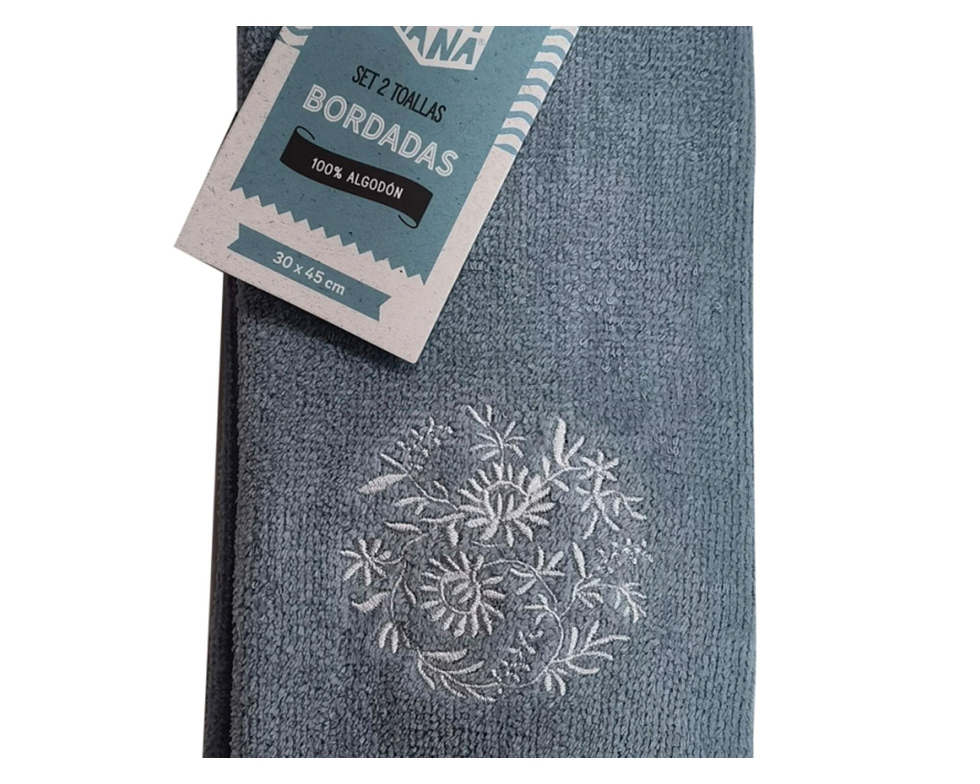 Toalla visita 30x45 cm Bordado floral 2 piezas-1