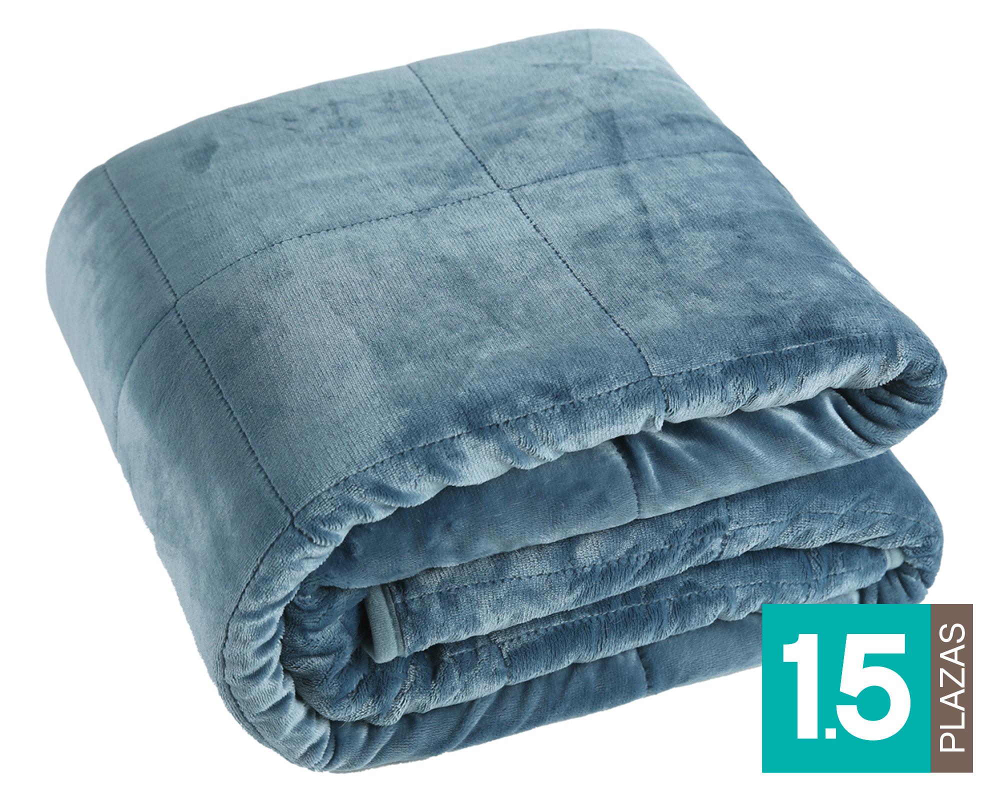 Frazada Flannel/sherpa azul 1.5 plazas-0