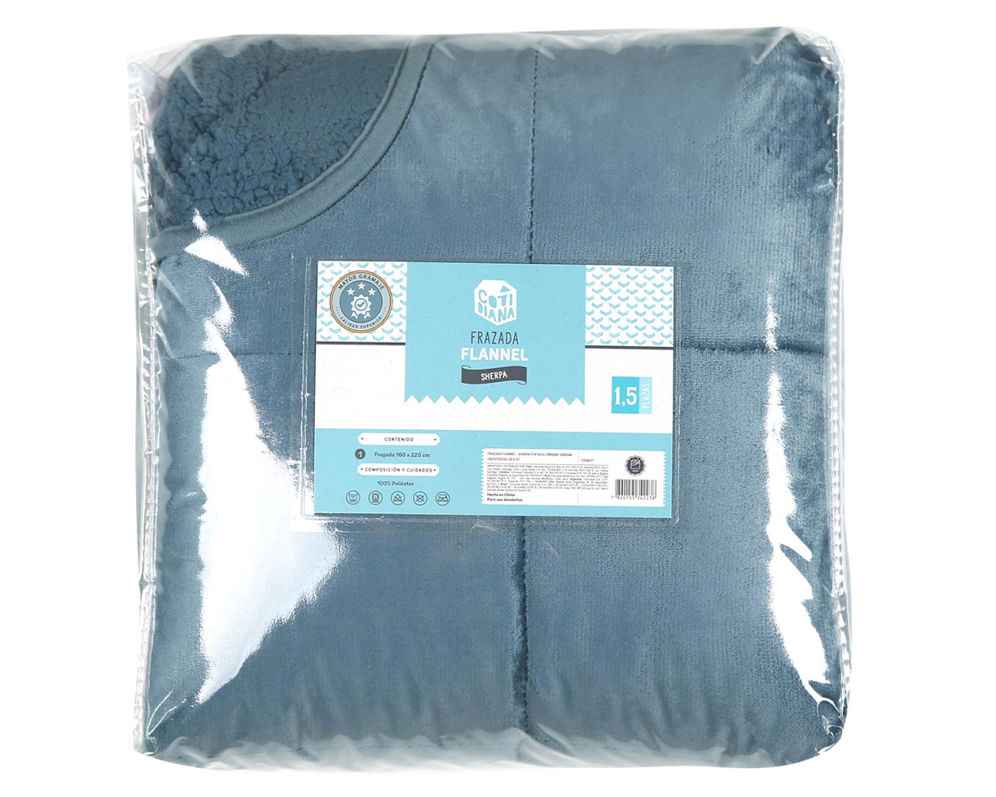 Frazada Flannel/sherpa azul 1.5 plazas-2