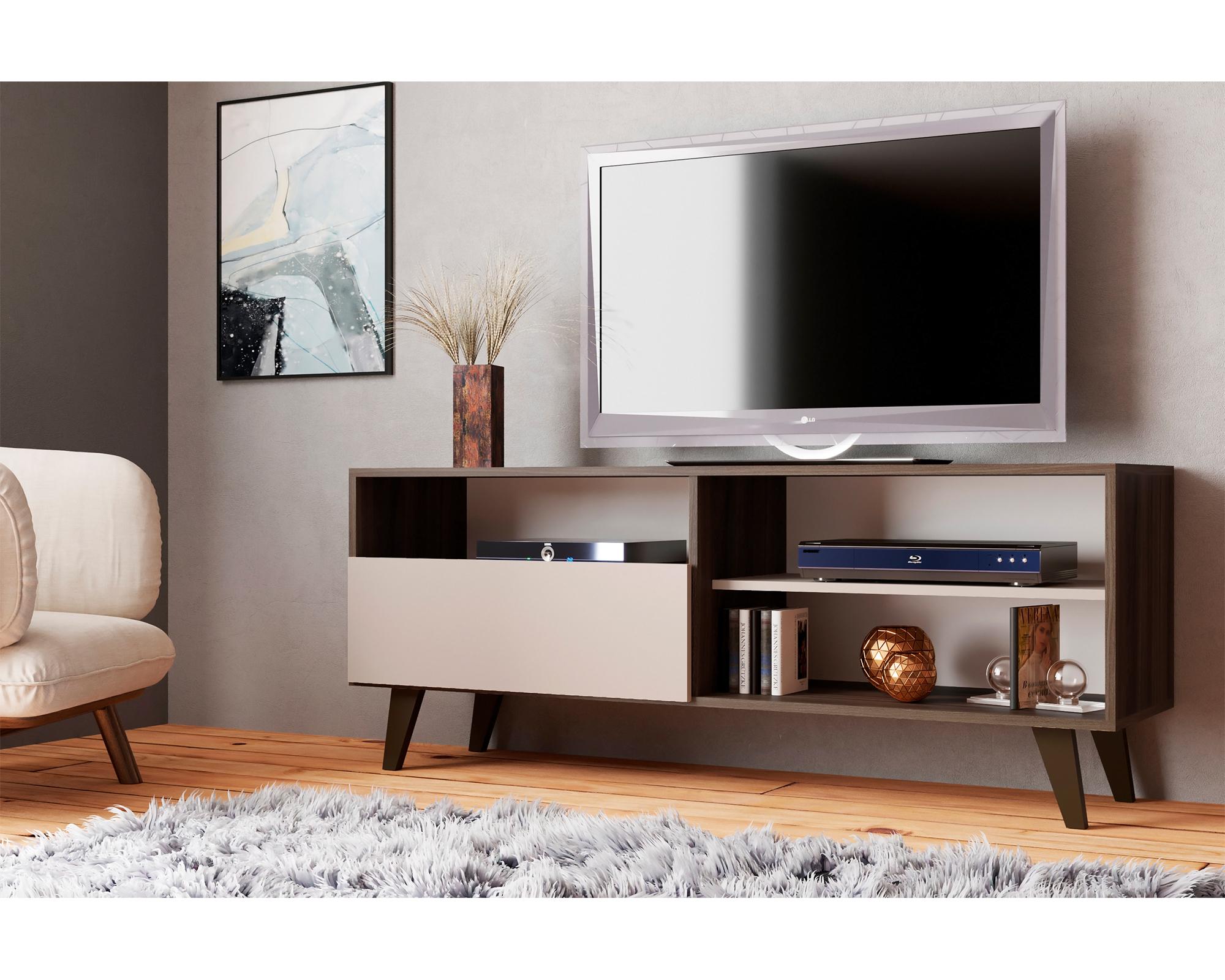 Rack TV 55" Detroit Nogueira café blanco-1