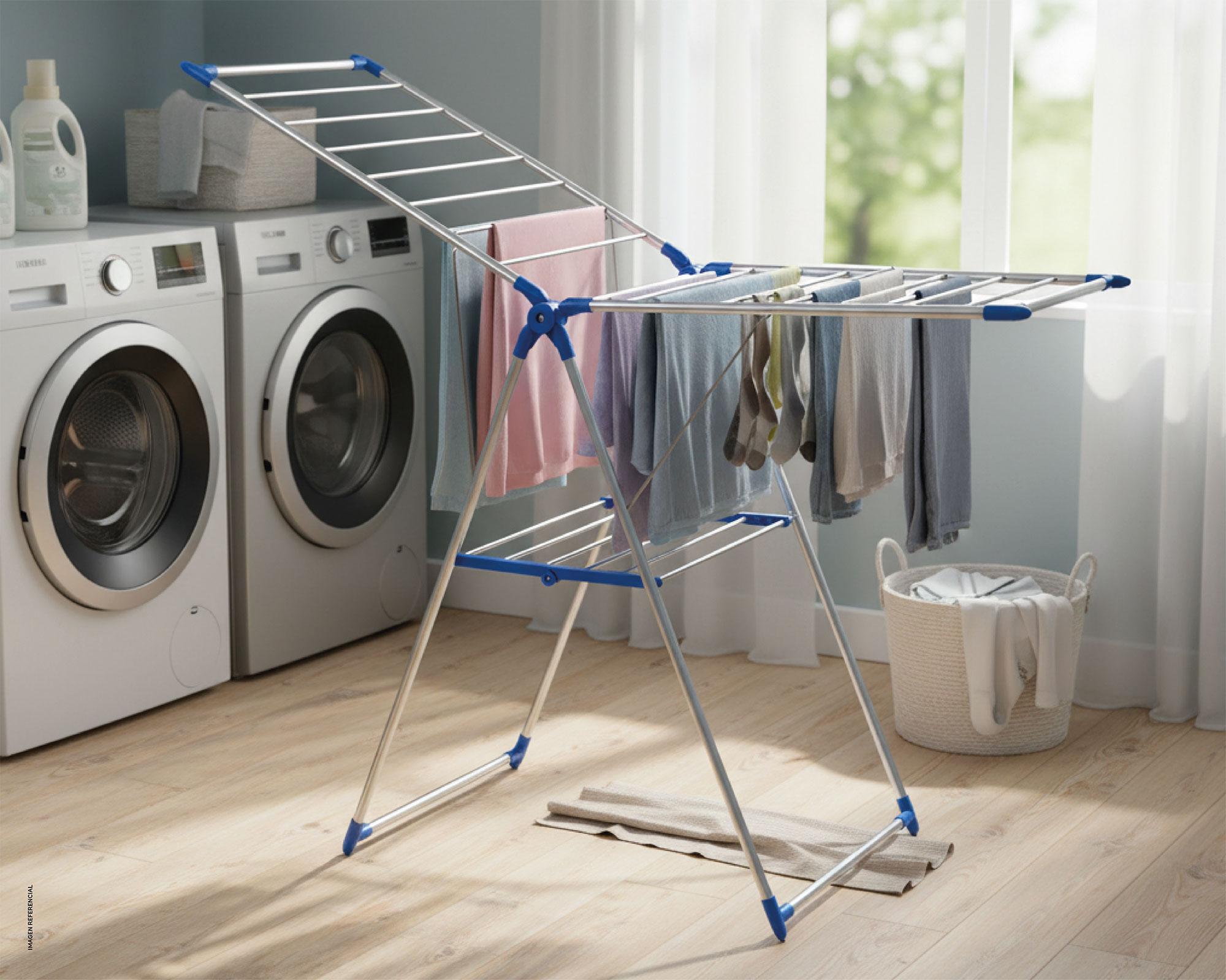 Tendedero plegable 14 m aluminio blanco-2