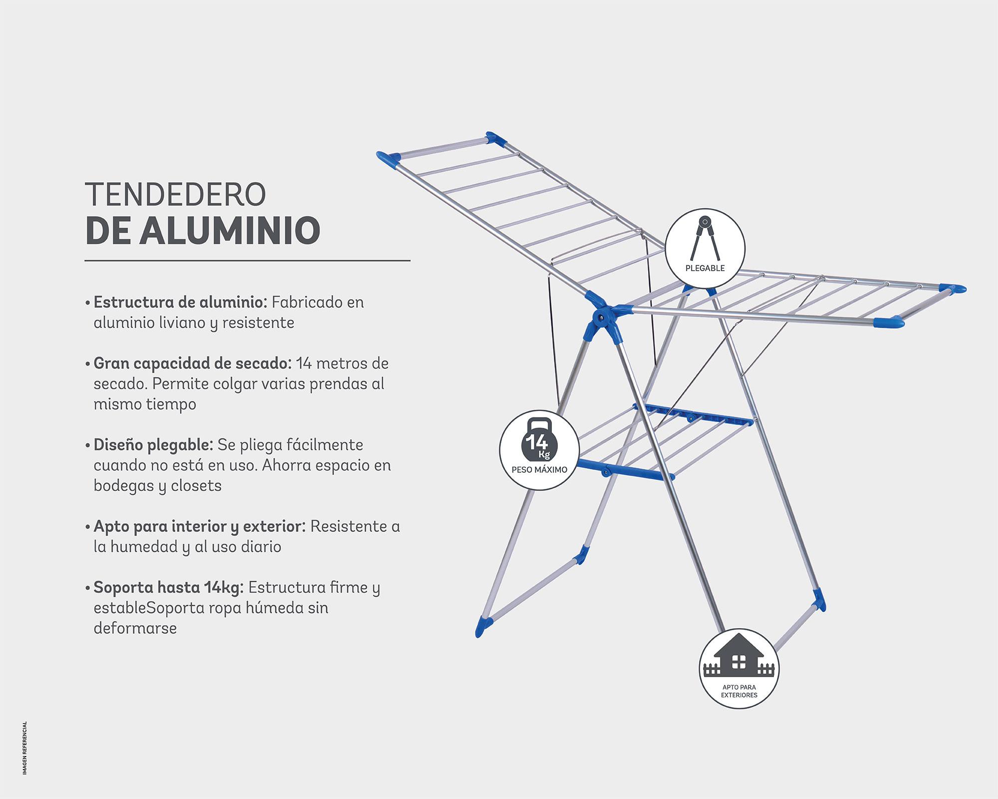Tendedero plegable 14 m aluminio blanco-3